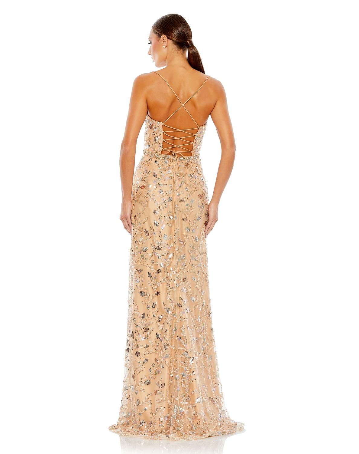 Embellished Sleeveless Lace Up Gown sold by Lord & Taylor product image thumbnail 2