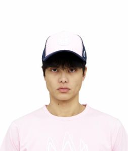 Mesh Back Trucker with Powder Pink Crown sold by Lord & Taylor