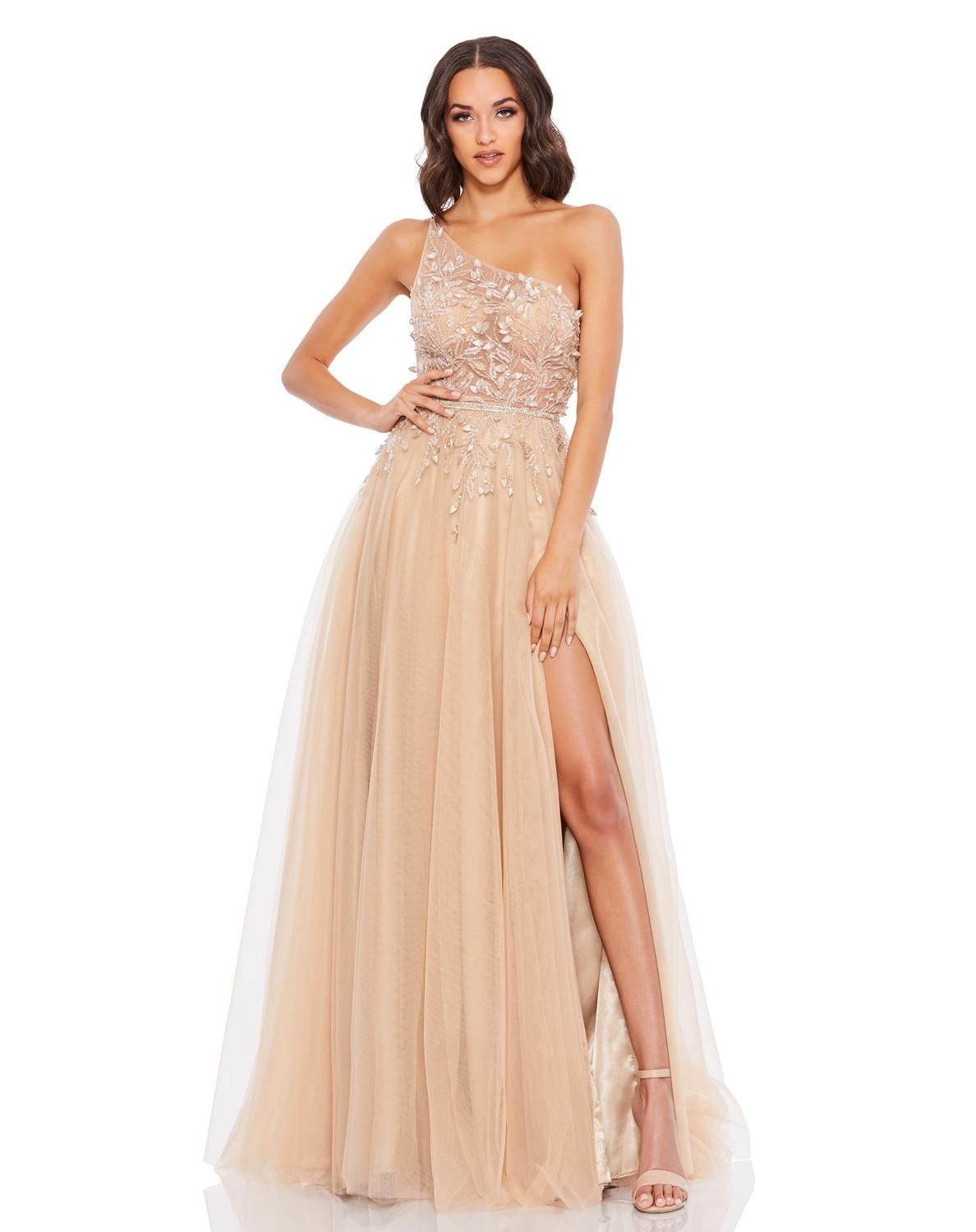 Embellished One Shoulder A Line Gown sold by Lord & Taylor