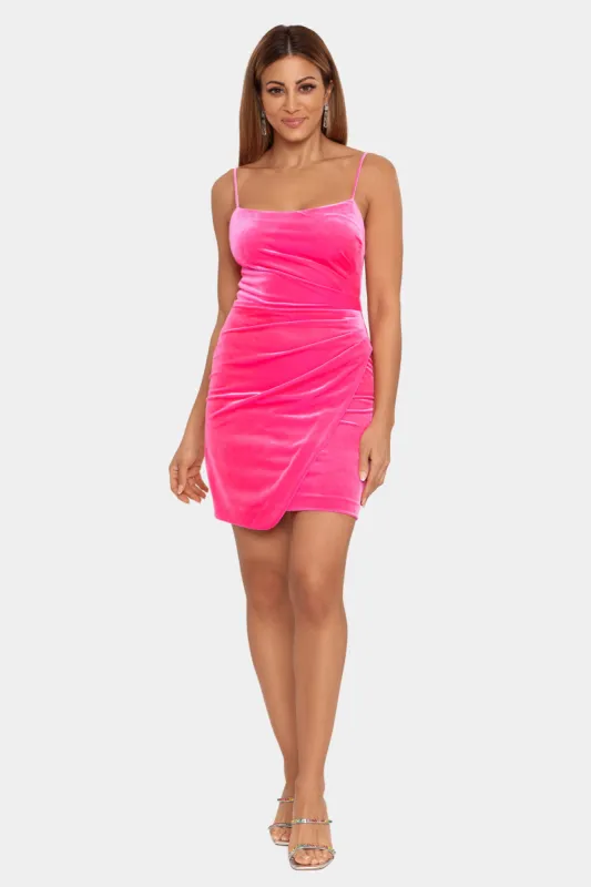 Velvet Cami Side Ruched Short Dress sold by Lord & Taylor