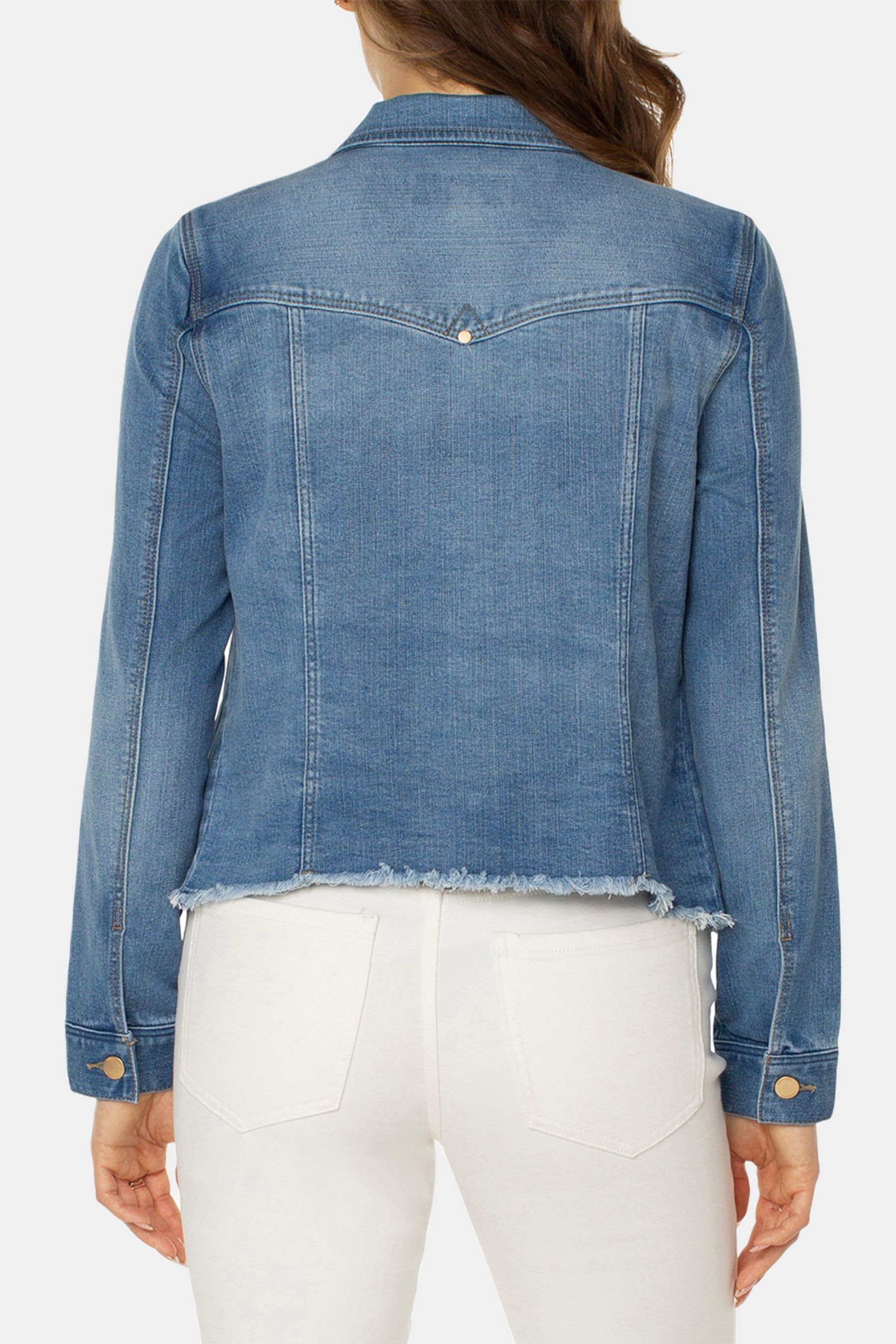 Fray Hem Classic Jean Jacket sold by Lord & Taylor product image thumbnail 4