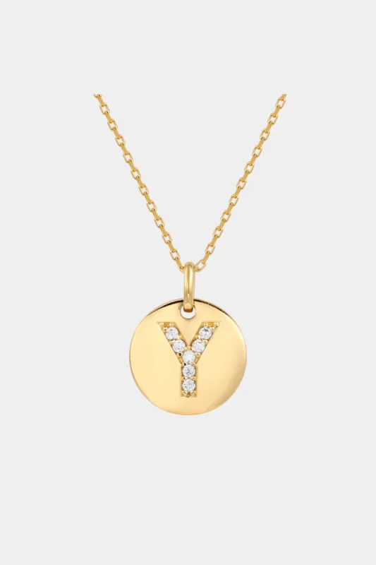 Yellow Sterling Silver Cubic Zirconia Letter Initial Disc Pendant Necklace sold by Lord & Taylor