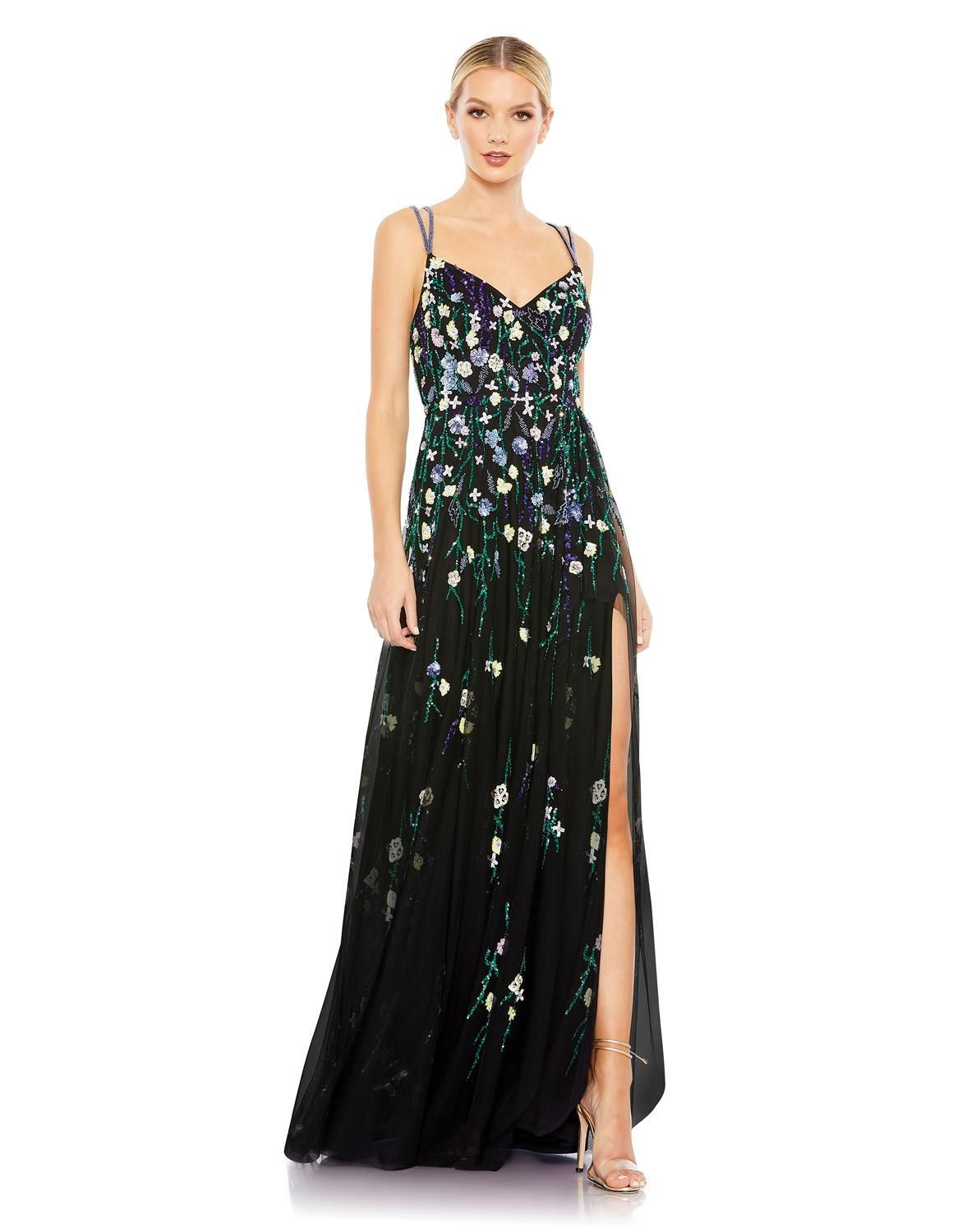 Embellished Spaghetti Strap V Neck A Line Gown sold by Lord & Taylor product image thumbnail 5