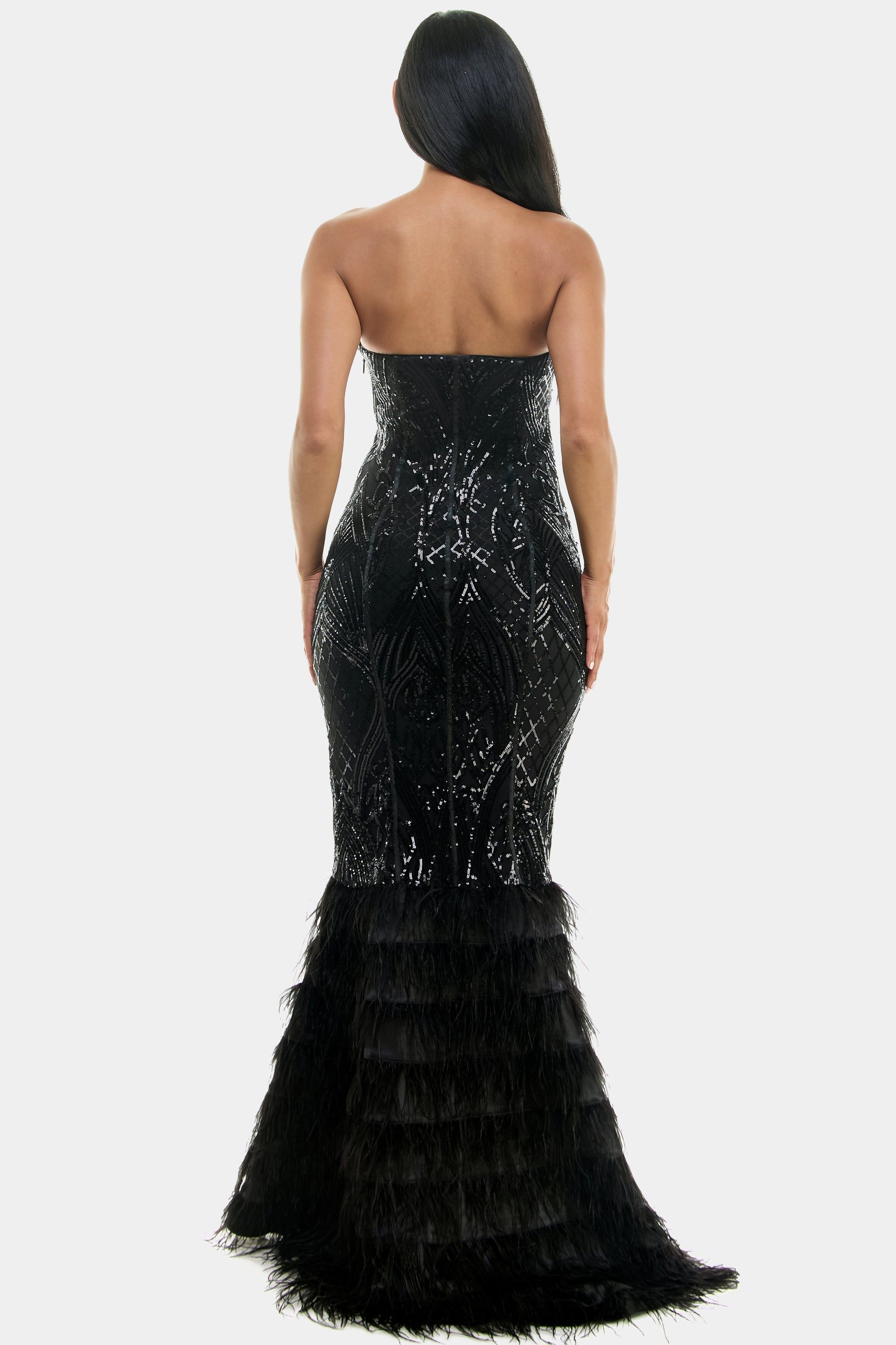 Sequin Feather Gown sold by Lord & Taylor product image thumbnail 3