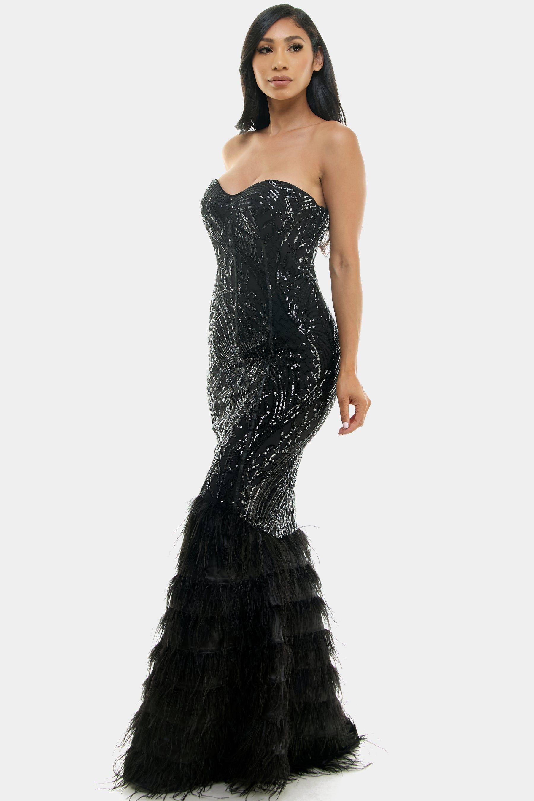 Sequin Feather Gown sold by Lord & Taylor product image thumbnail 2