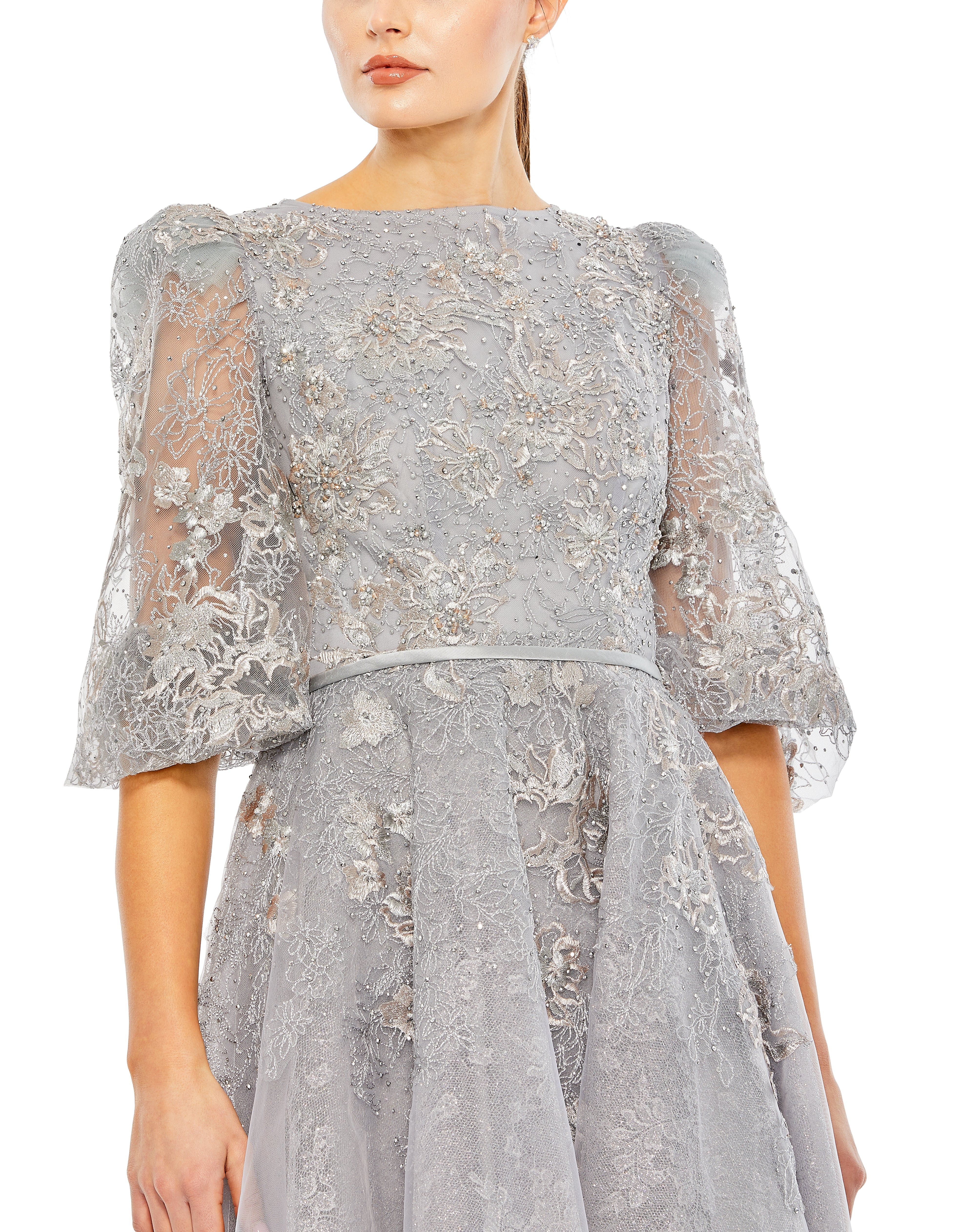 Embellished Puff Half Sleeve A Line Dress sold by Lord & Taylor product image thumbnail 3