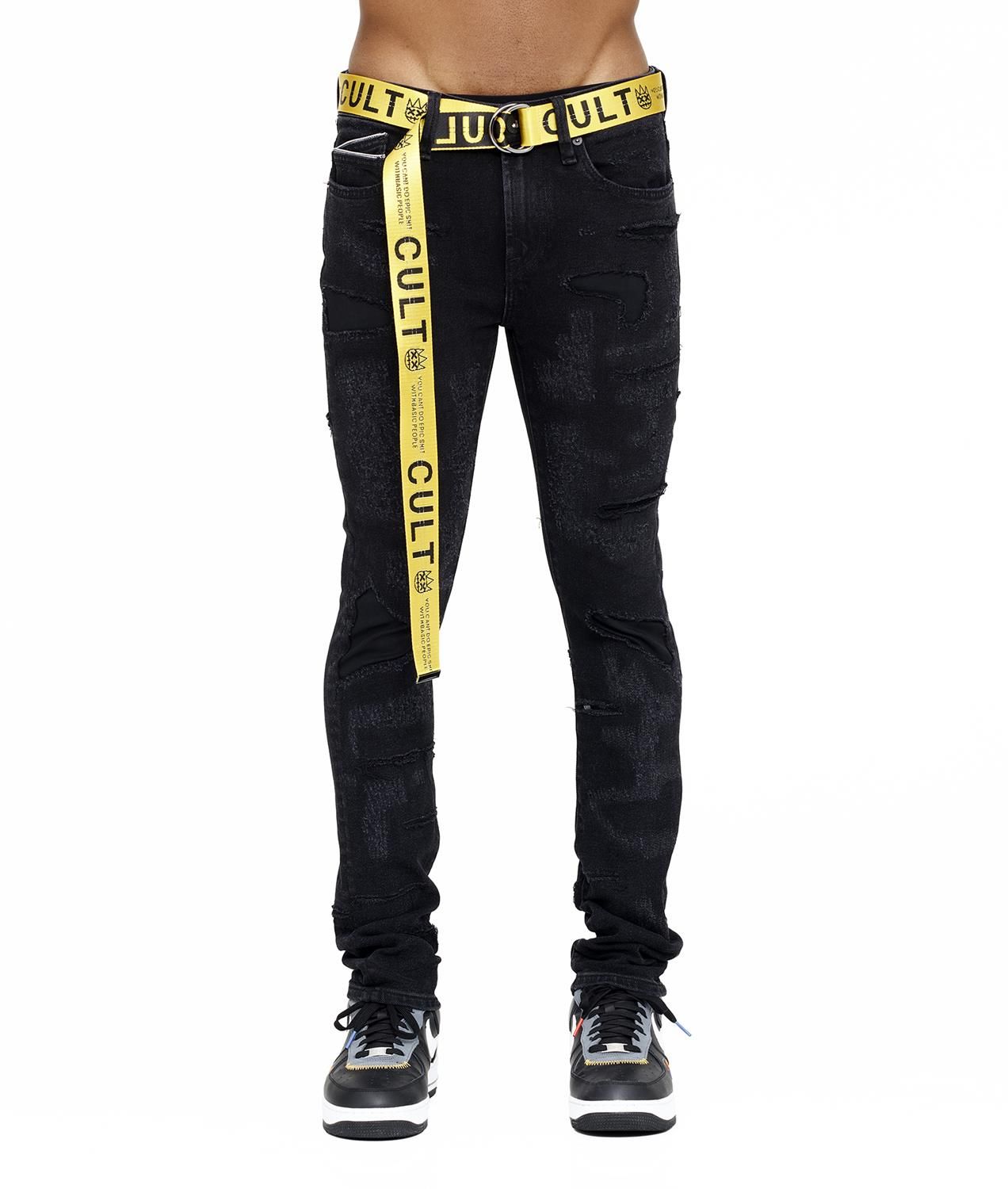 Punk Destruction Super Skinny Jeans with Logo Belt sold by Lord & Taylor product image thumbnail 3