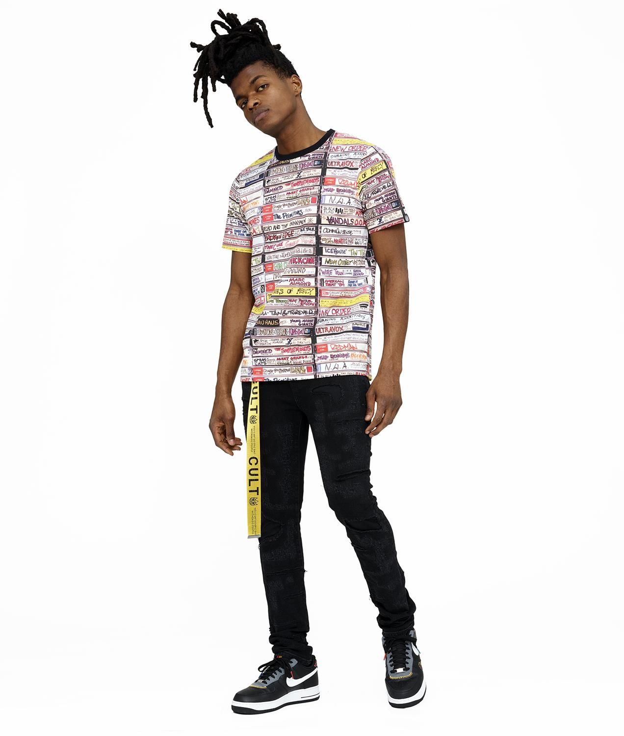 Punk Destruction Super Skinny Jeans with Logo Belt sold by Lord & Taylor product image thumbnail 2