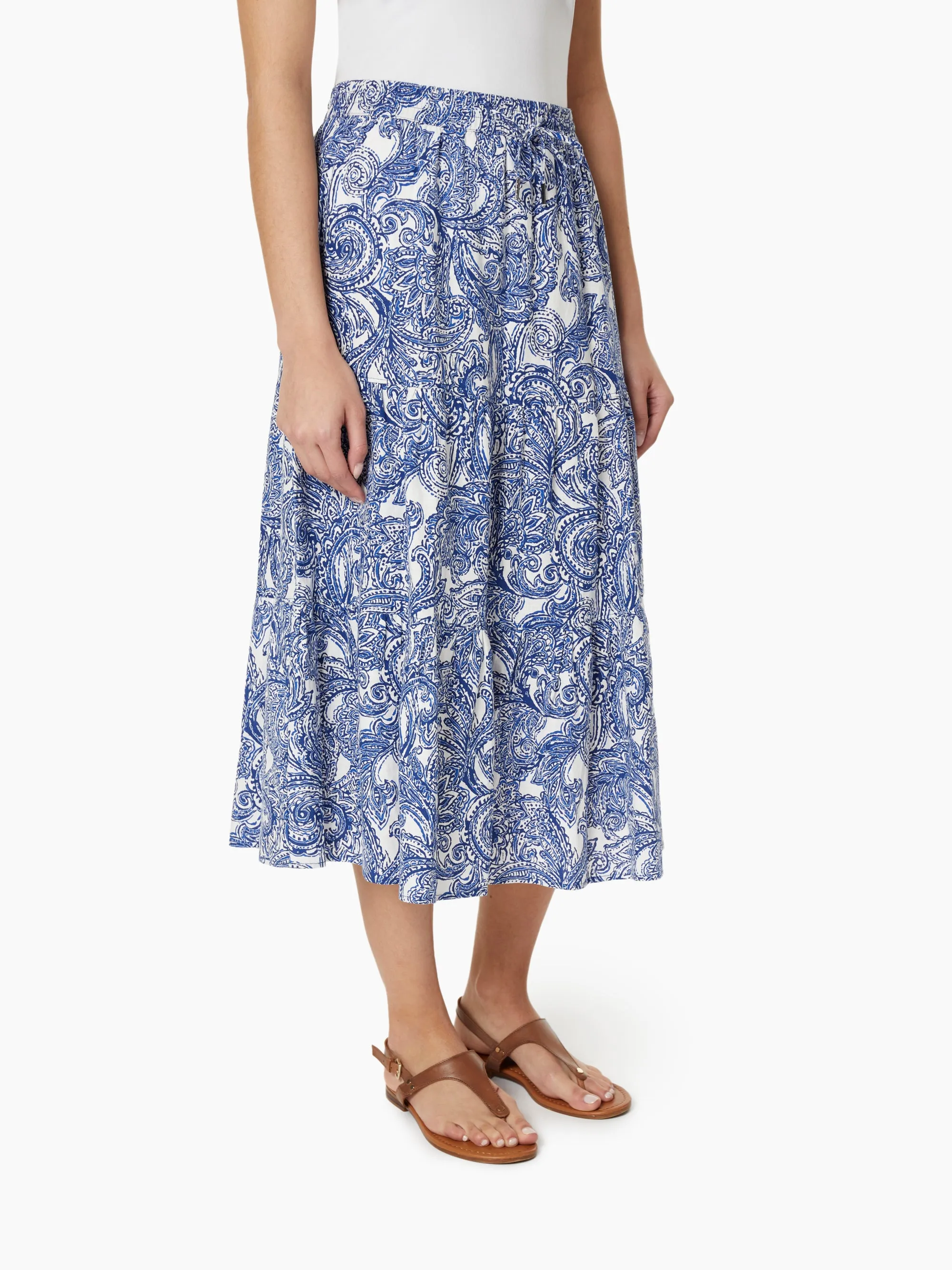 Tiered Printed Linen Drawstring Maxi Skirt sold by Lord & Taylor product image thumbnail 2