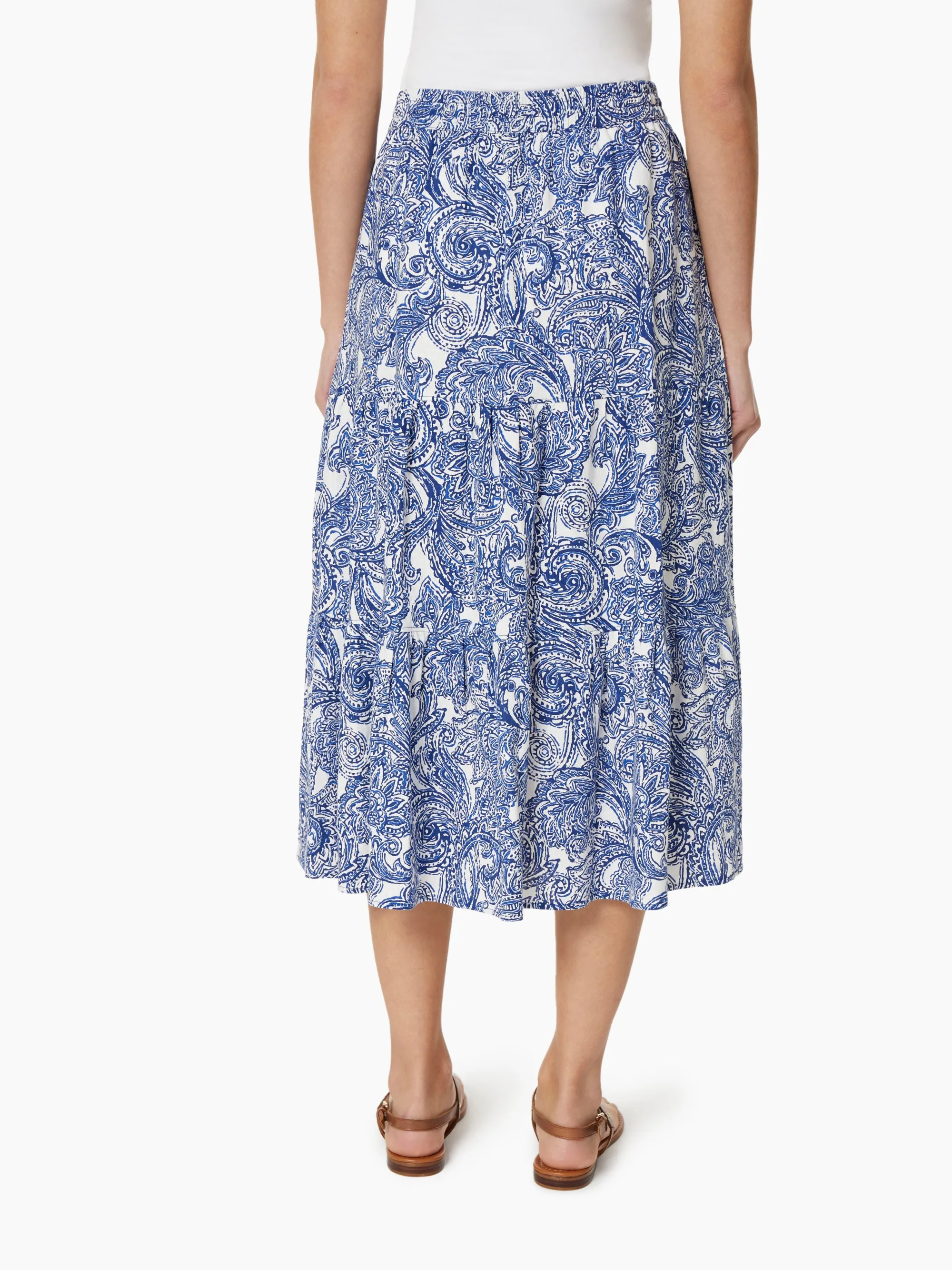 Tiered Printed Linen Drawstring Maxi Skirt sold by Lord & Taylor product image thumbnail 3