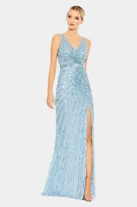 Sequined Faux Wrap Sleeveless Gown sold by Lord & Taylor