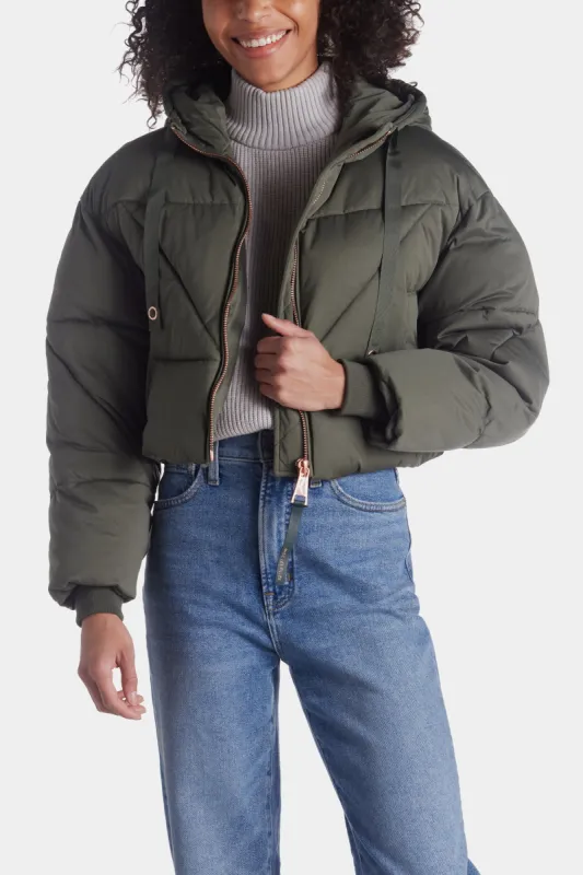 Water-Resistant Knit Cropped Puffer sold by Lord & Taylor