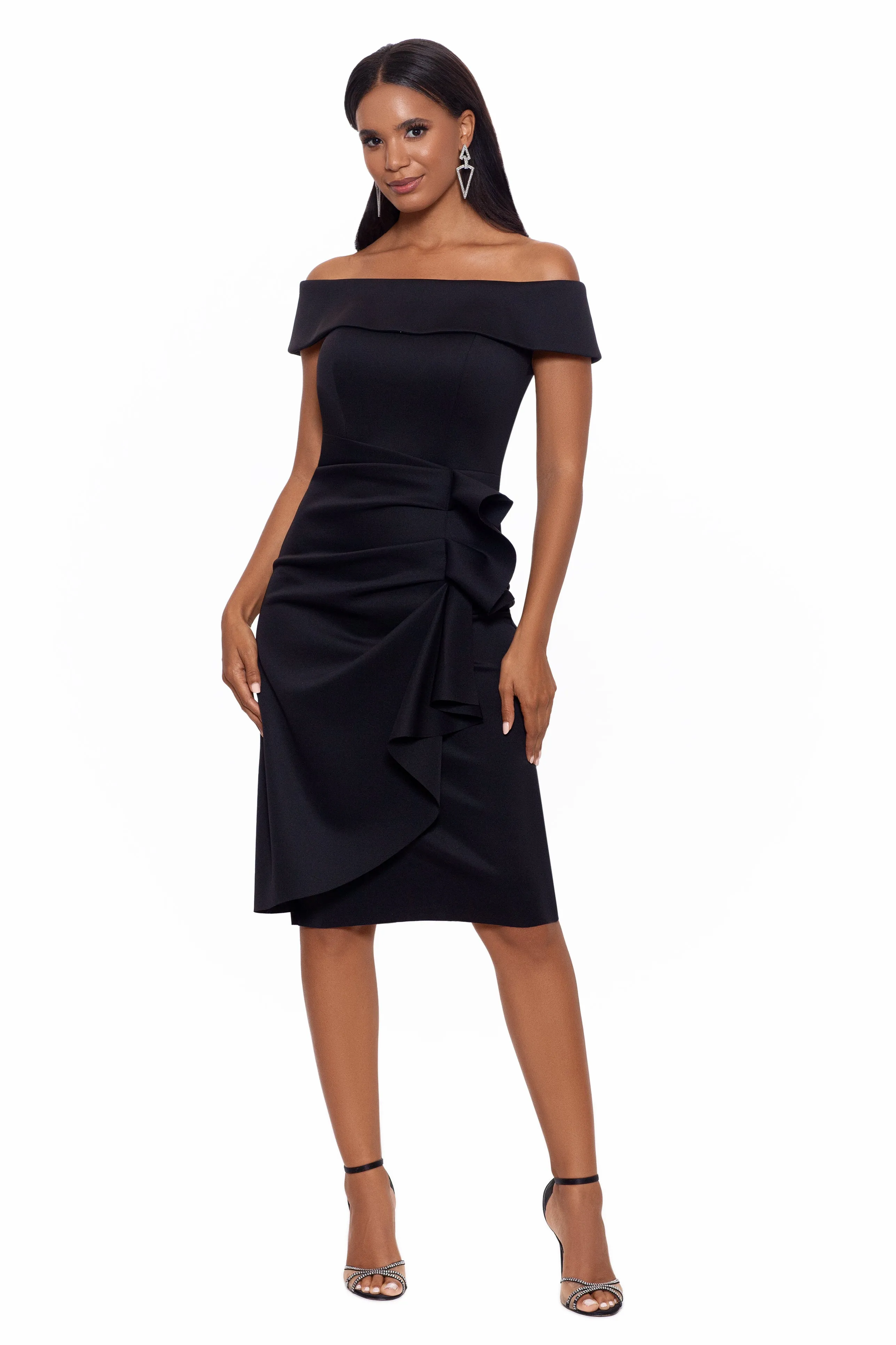 Short Off The Shoulder Scuba Side Rouche Dress sold by Lord & Taylor product image thumbnail 4