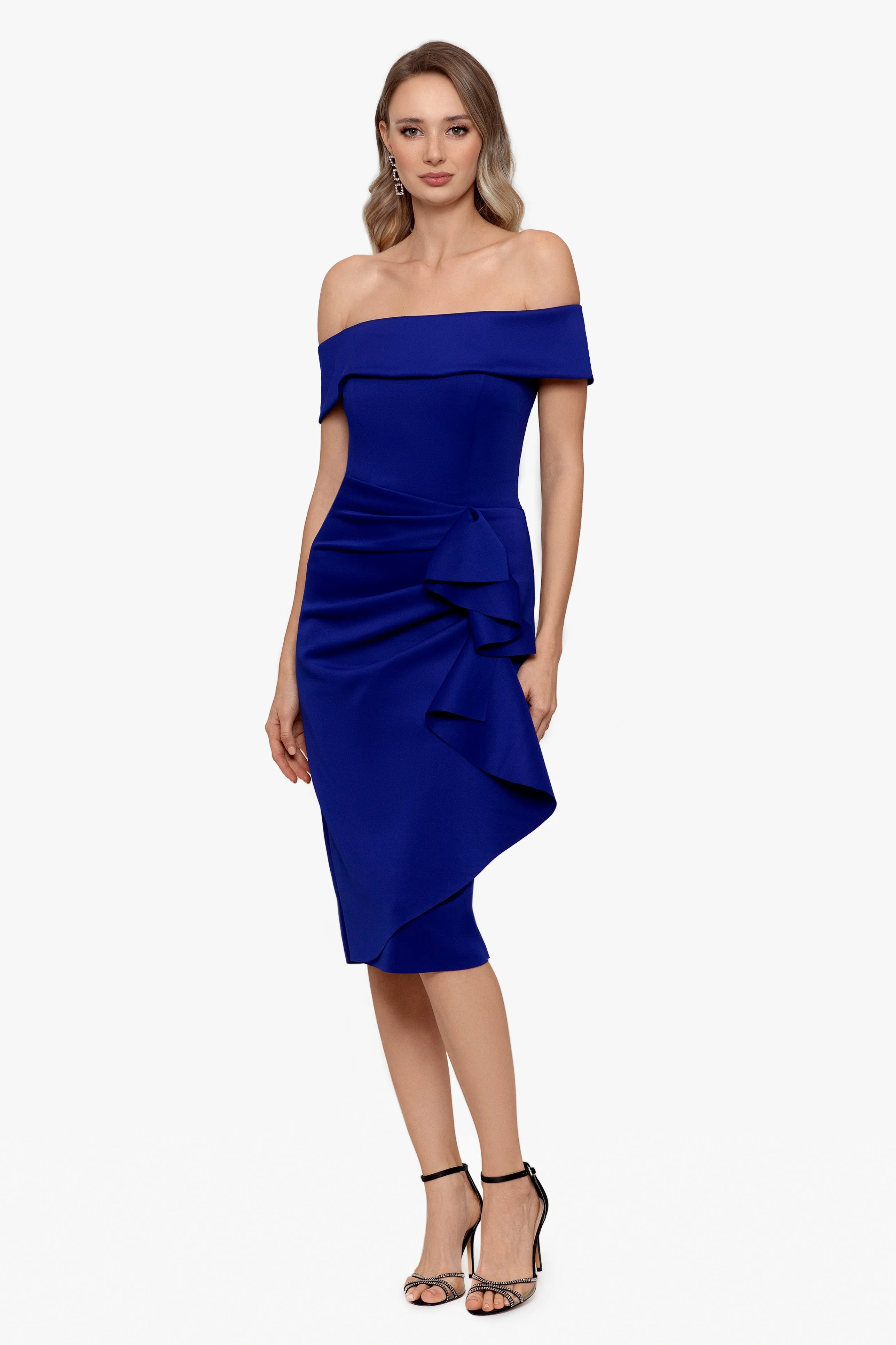 Short Off The Shoulder Scuba Side Rouche Dress sold by Lord & Taylor product image thumbnail 5