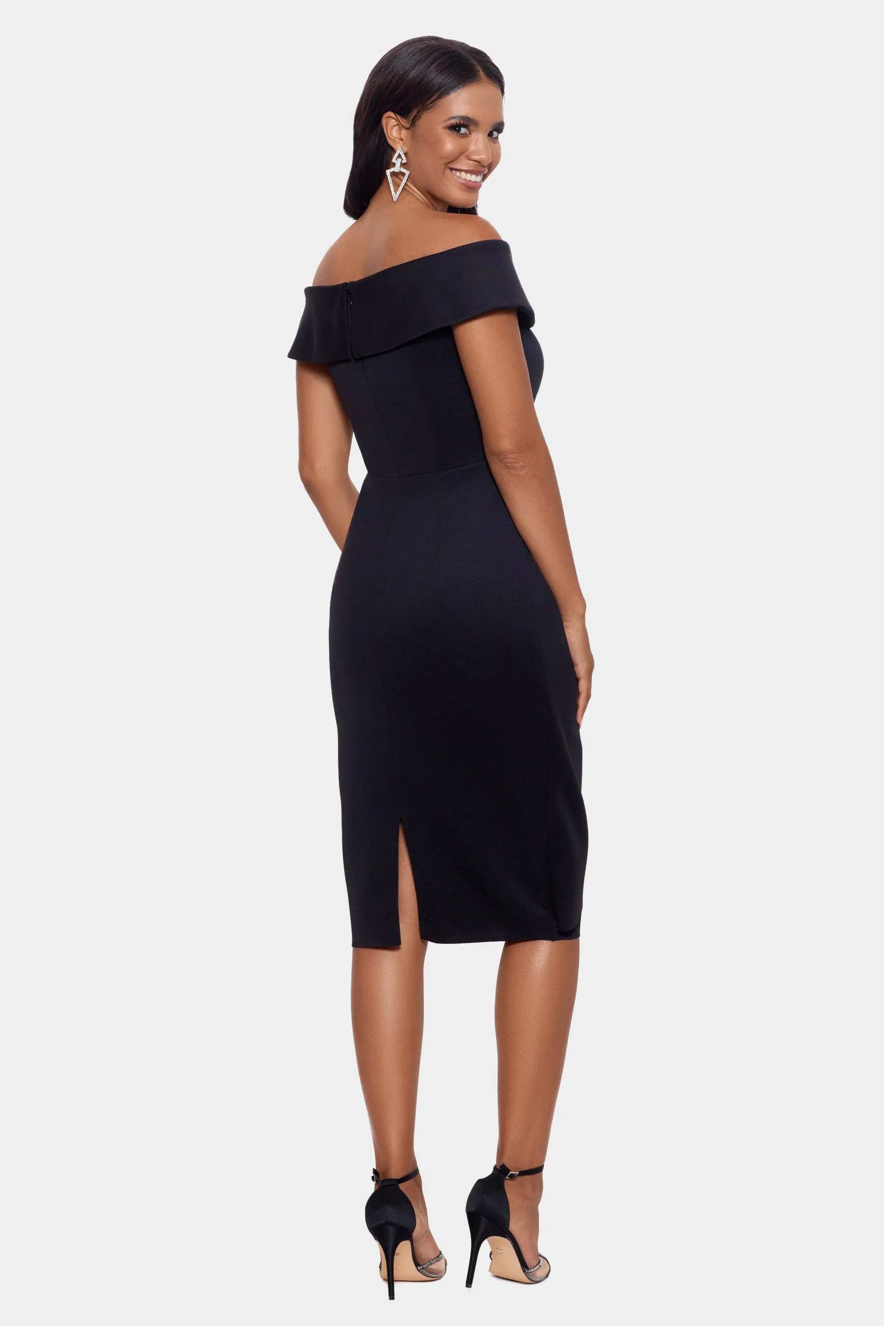 Short Off The Shoulder Scuba Side Rouche Dress sold by Lord & Taylor product image thumbnail 3