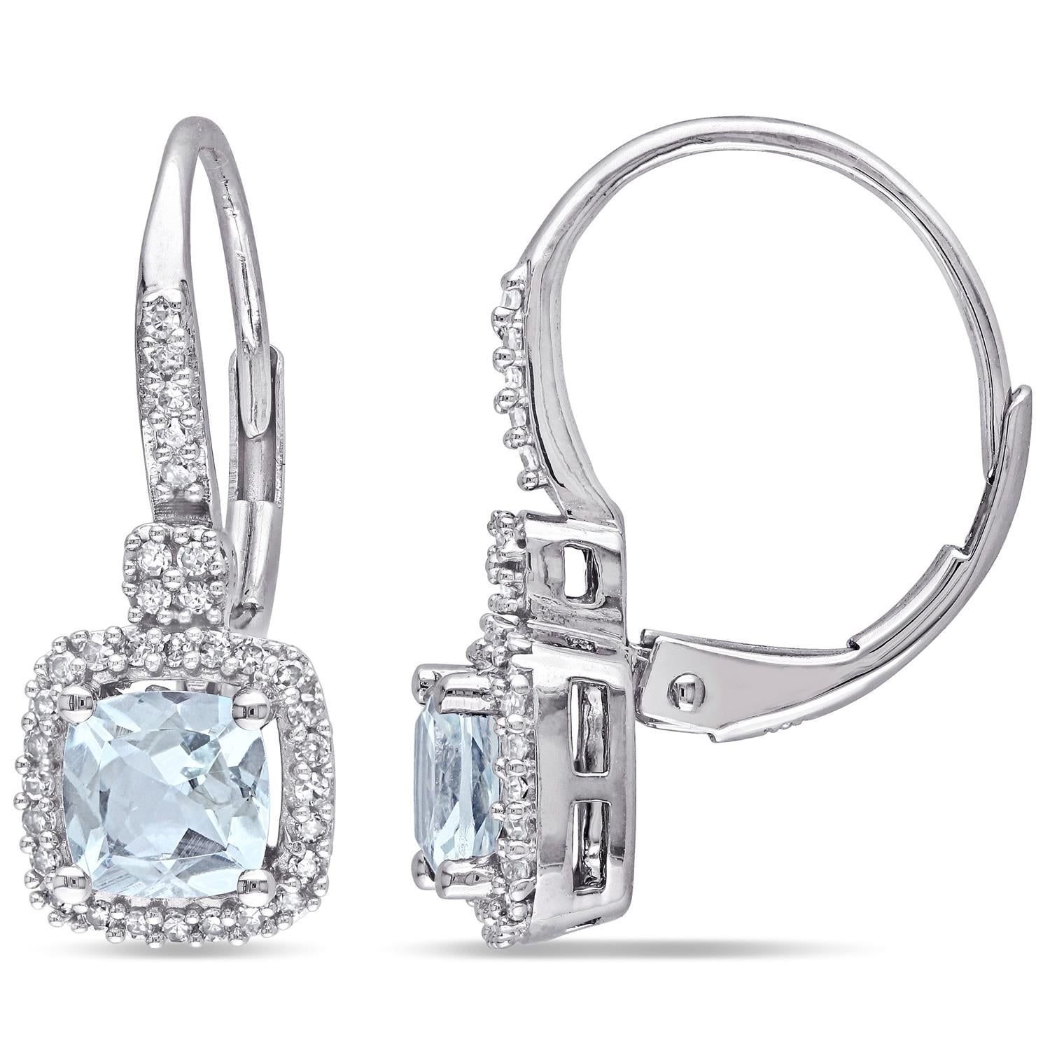 10K White Gold Aquamarine and Diamond Earrings sold by Lord & Taylor product image thumbnail 3