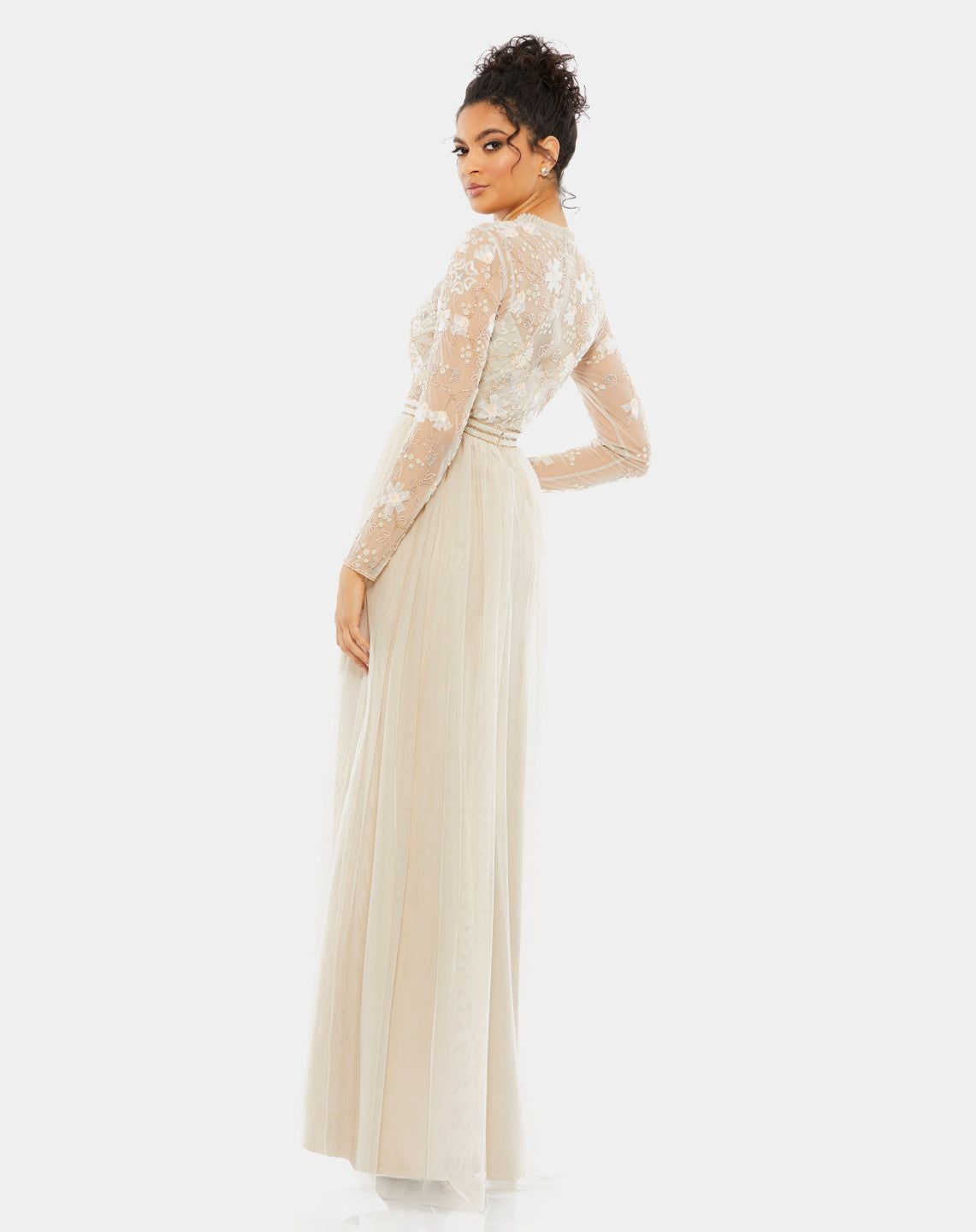 Embellished Illusion High Neck Long Sleeve Gown sold by Lord & Taylor product image thumbnail 3