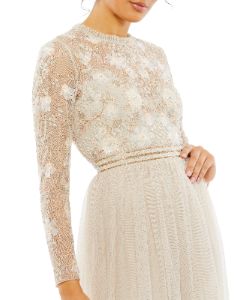 Embellished Illusion High Neck Long Sleeve Gown sold by Lord & Taylor