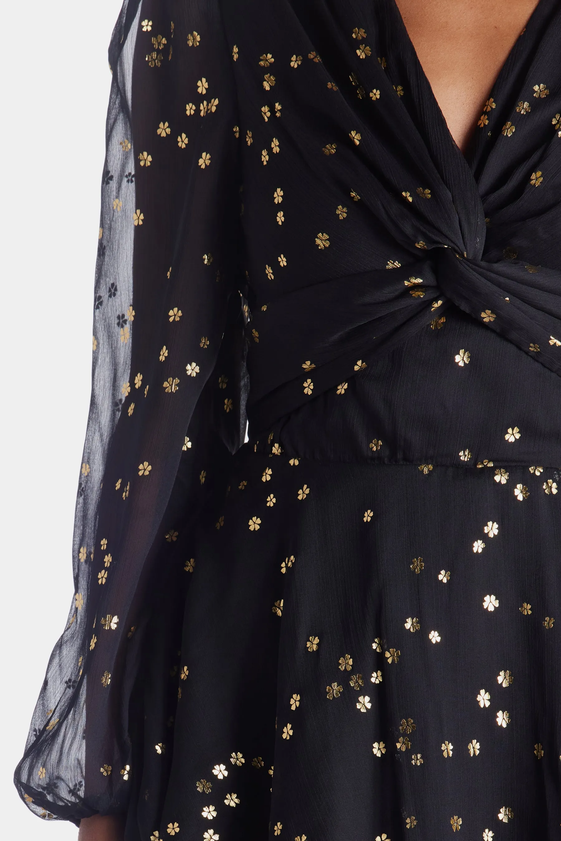 Gold Foil Long Sleeve Skater Dress sold by Lord & Taylor product image thumbnail 2