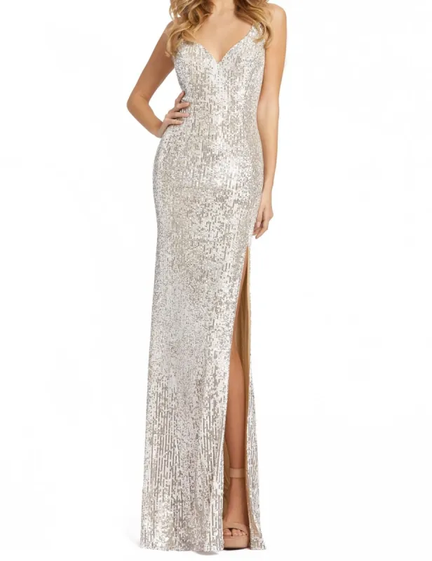 Sequin Slit Gown sold by Lord & Taylor