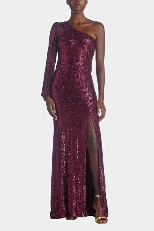 Long Sleeve One Shoulder Sequin Dress sold by Lord & Taylor