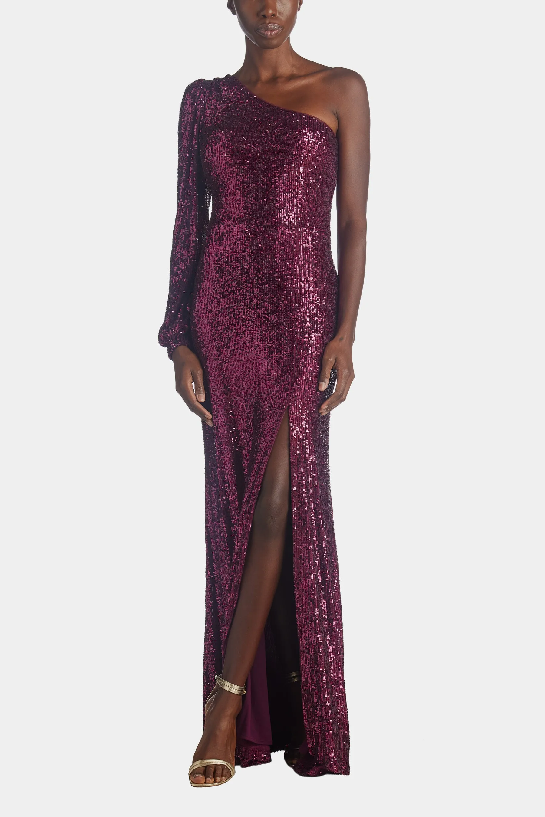 Long Sleeve One Shoulder Sequin Dress sold by Lord & Taylor product image thumbnail 3