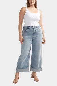 Plus Size Baggy Mid Rise Wide Leg Cropped Jeans sold by Lord & Taylor