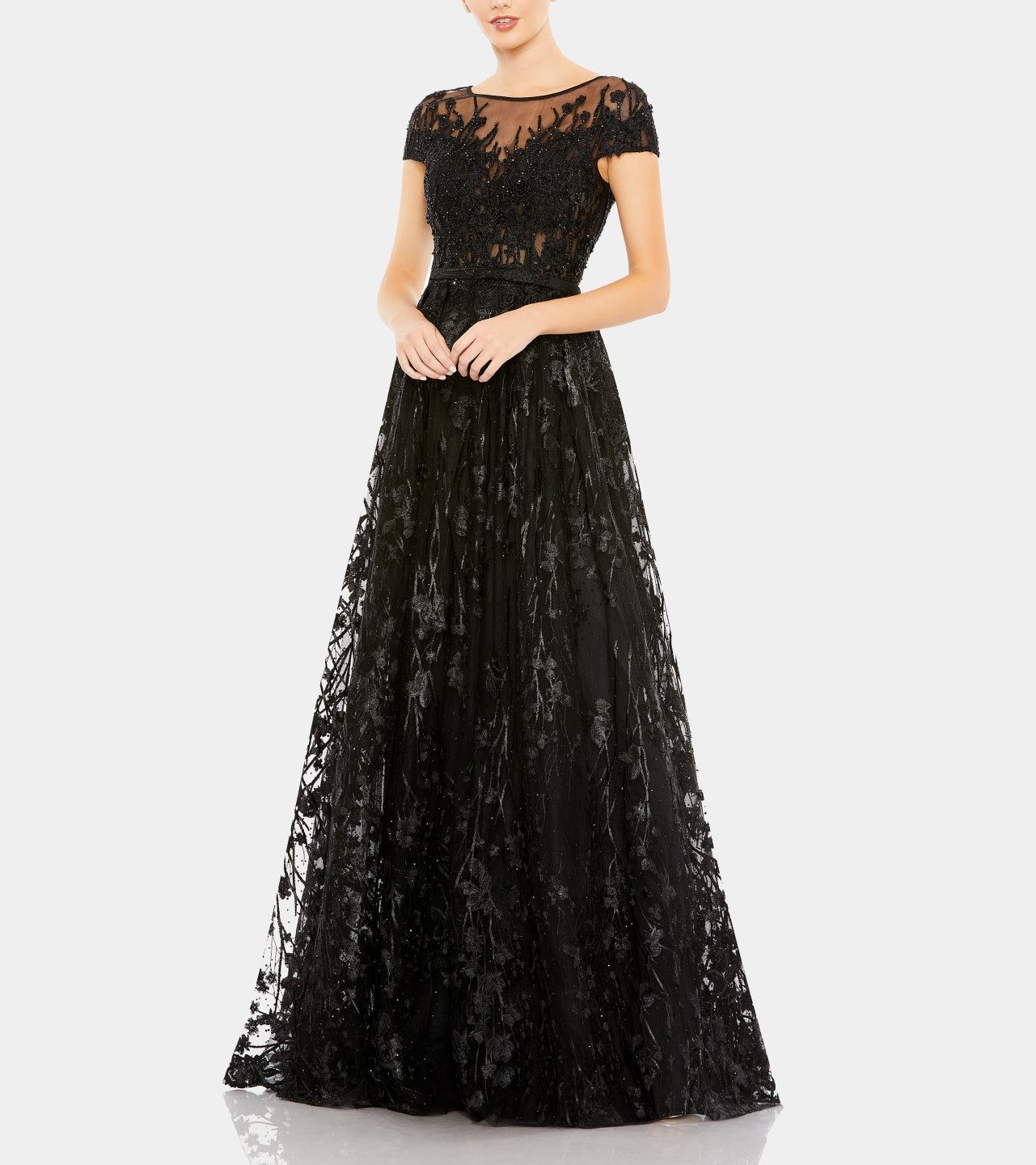 Embellished Floral Cap Sleeve A Line Gown sold by Lord & Taylor