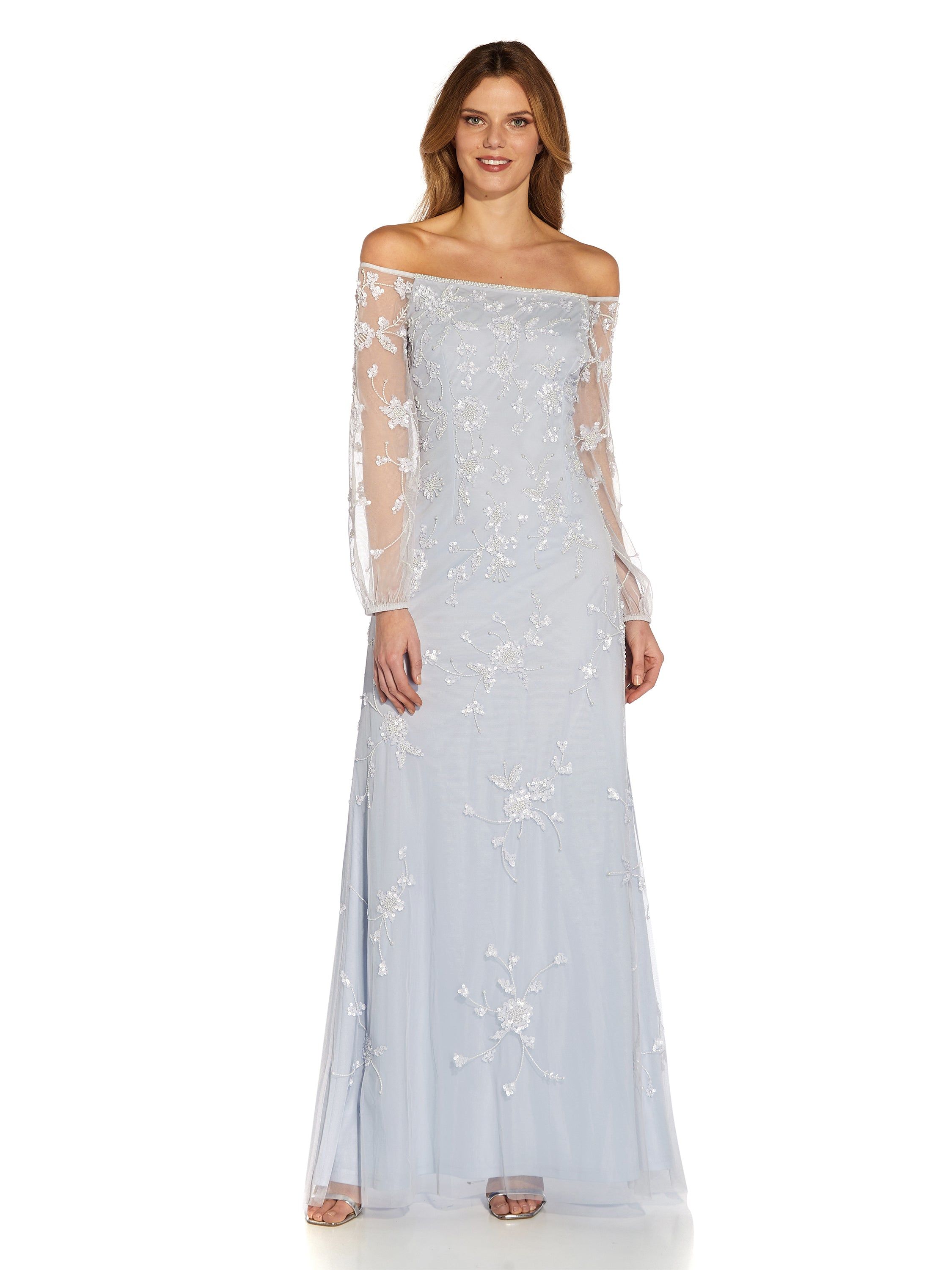 Long Sleeve Beaded Gown sold by Lord & Taylor