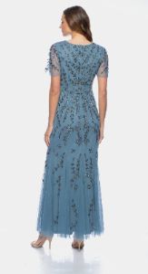 Beaded Mesh Godet Dress sold by Lord & Taylor