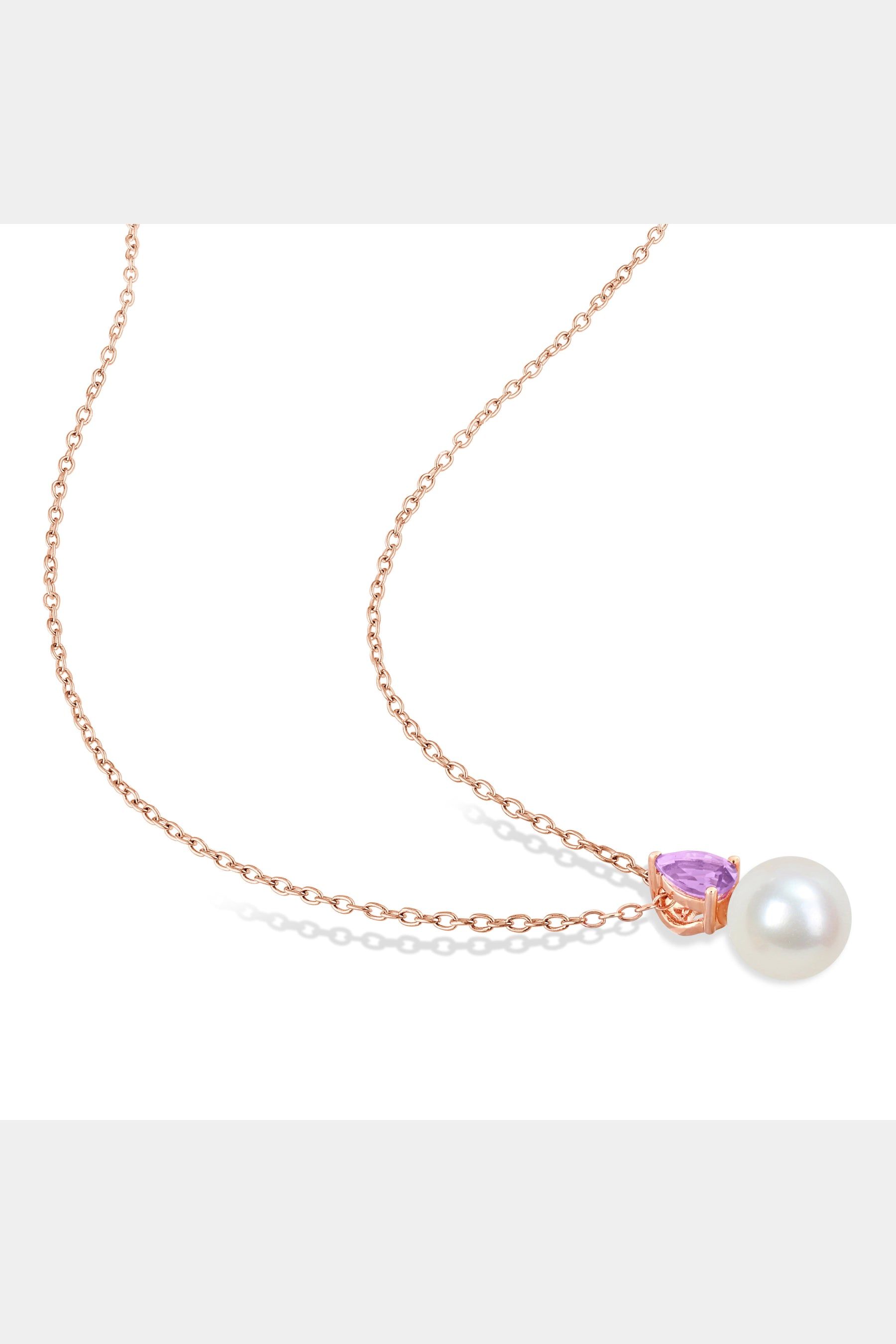 Freshwater Cultured Pearl And Amethyst Drop Pendant Chain Necklace sold by Lord & Taylor product image thumbnail 3