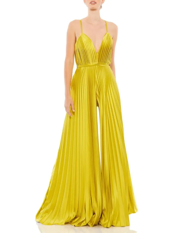 Pleated Plunge Neck Wide Leg Jumpsuit sold by Lord & Taylor