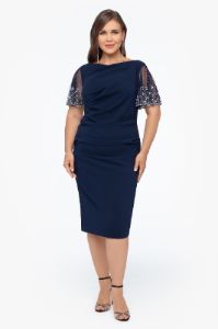 Beaded Sleeve Short Scuba Crepe Dress sold by Lord & Taylor