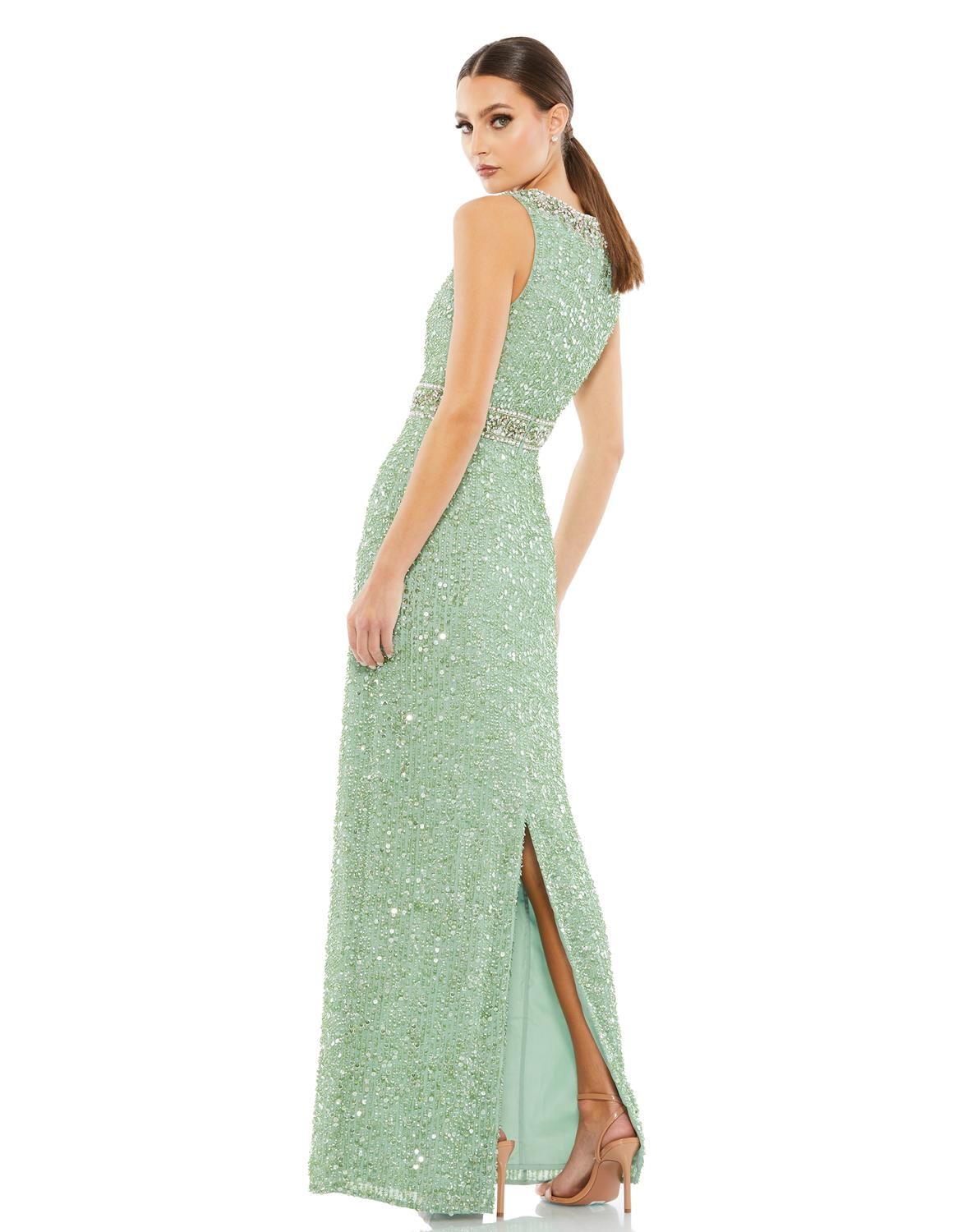 Sequined Sleeveless Embellished Neckline Gown sold by Lord & Taylor product image thumbnail 2