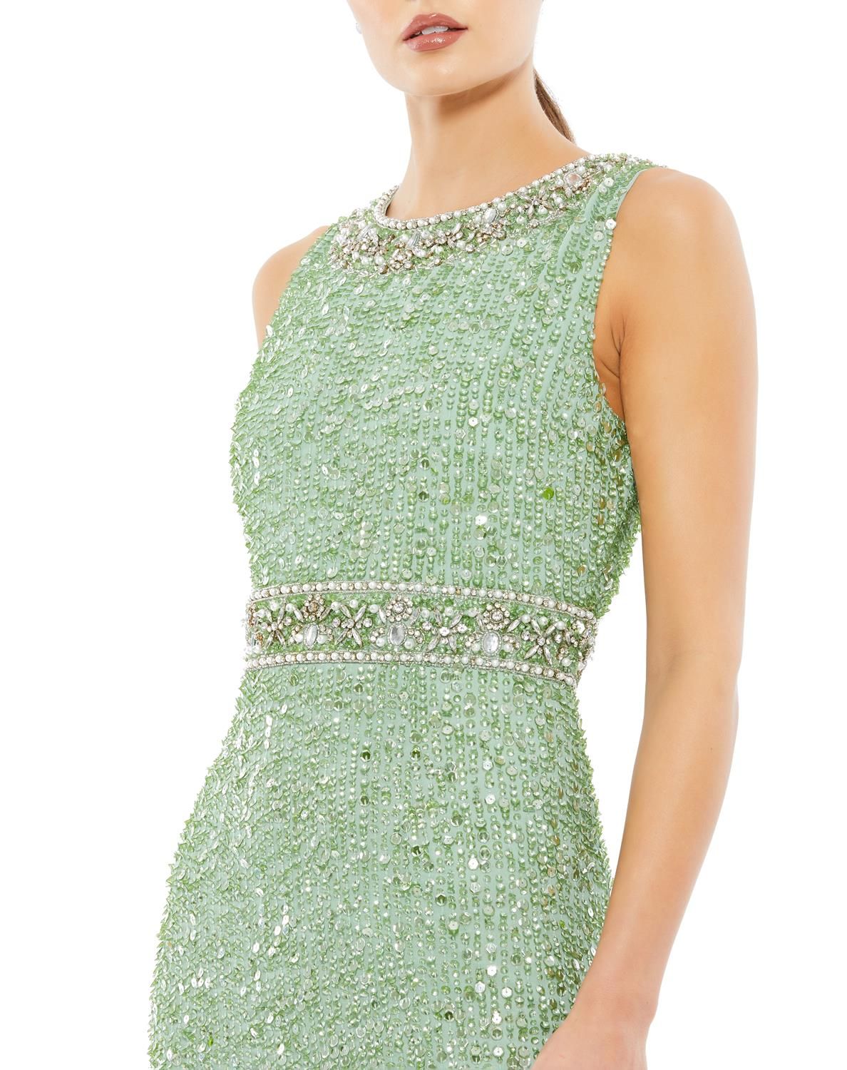 Sequined Sleeveless Embellished Neckline Gown sold by Lord & Taylor product image thumbnail 3