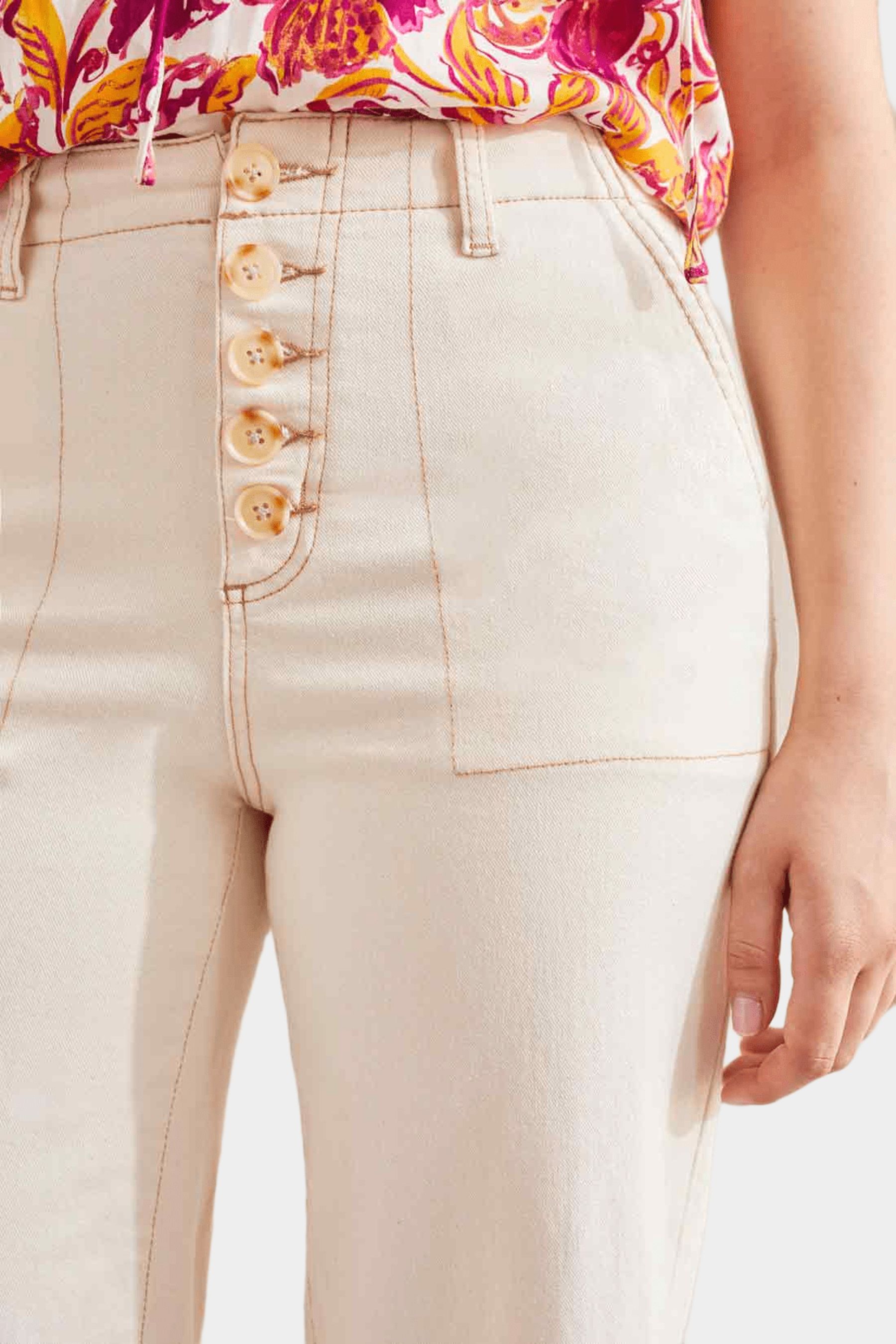 Brooke Hugging Button Fly Crop Wide Leg Jeans sold by Lord & Taylor product image thumbnail 2