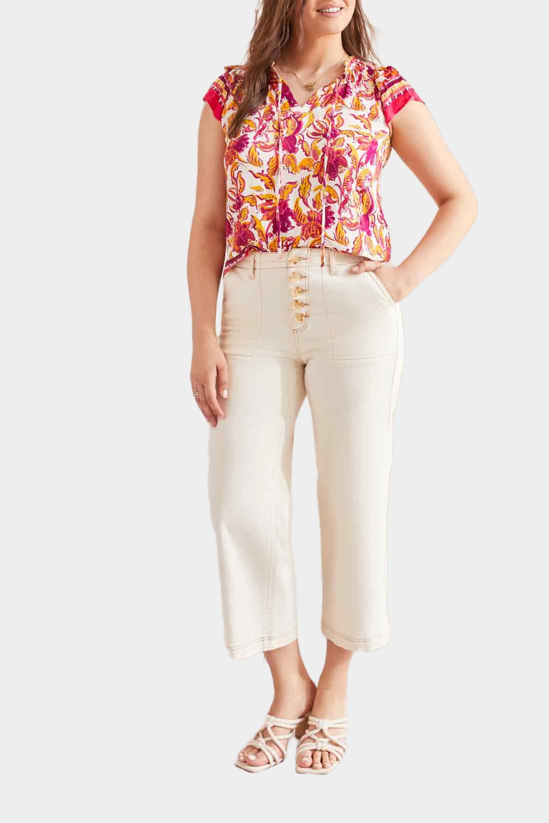Brooke Hugging Button Fly Crop Wide Leg Jeans sold by Lord & Taylor