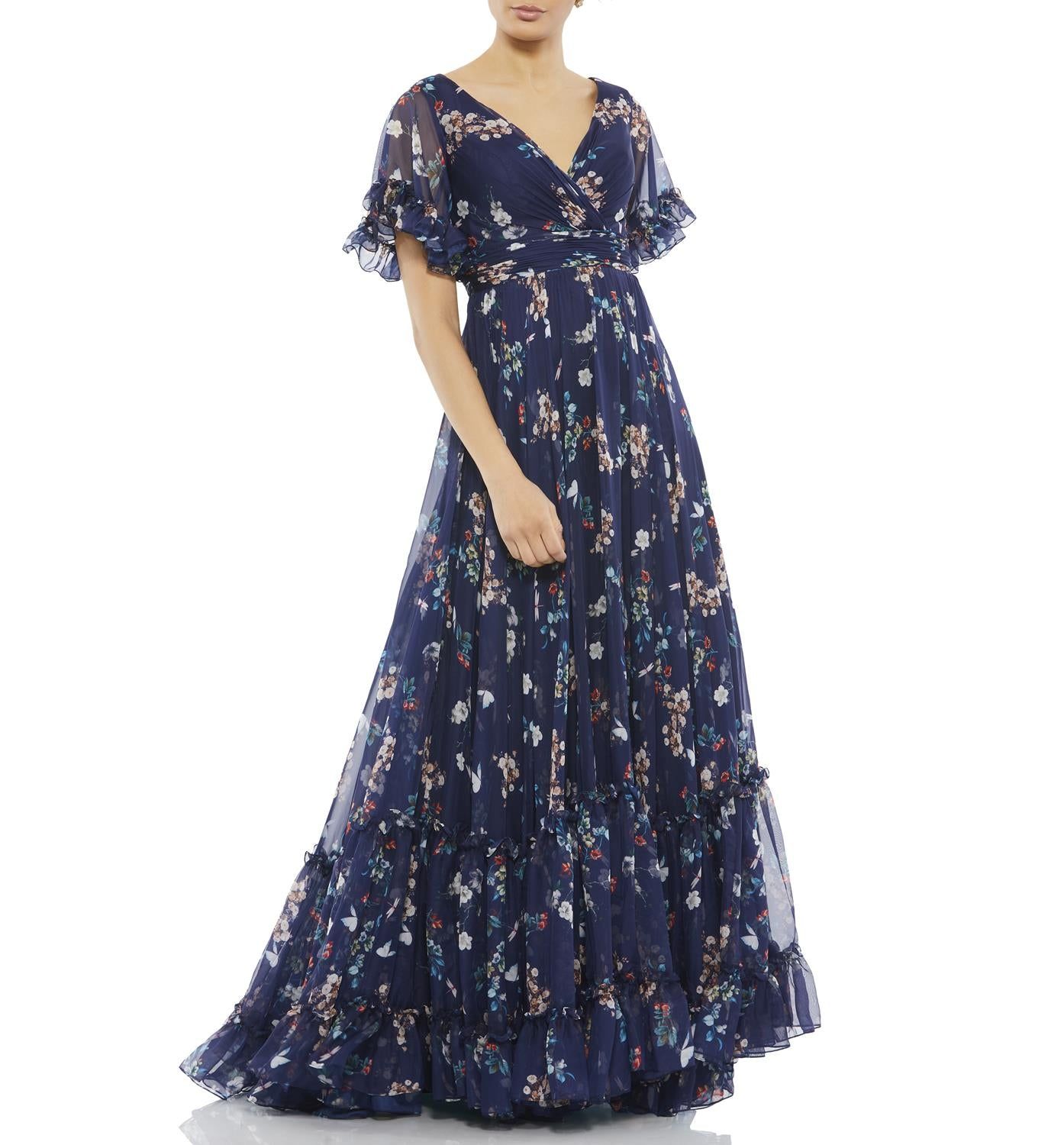 Short Sleeve Chiffon Gown sold by Lord & Taylor