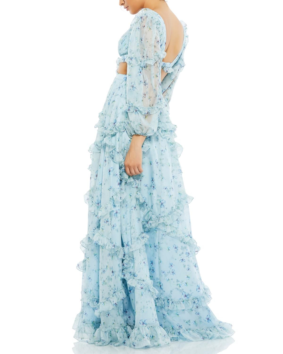 Long Sleeve Ruffle Chiffon Empire Waist Gown sold by Lord & Taylor product image thumbnail 2