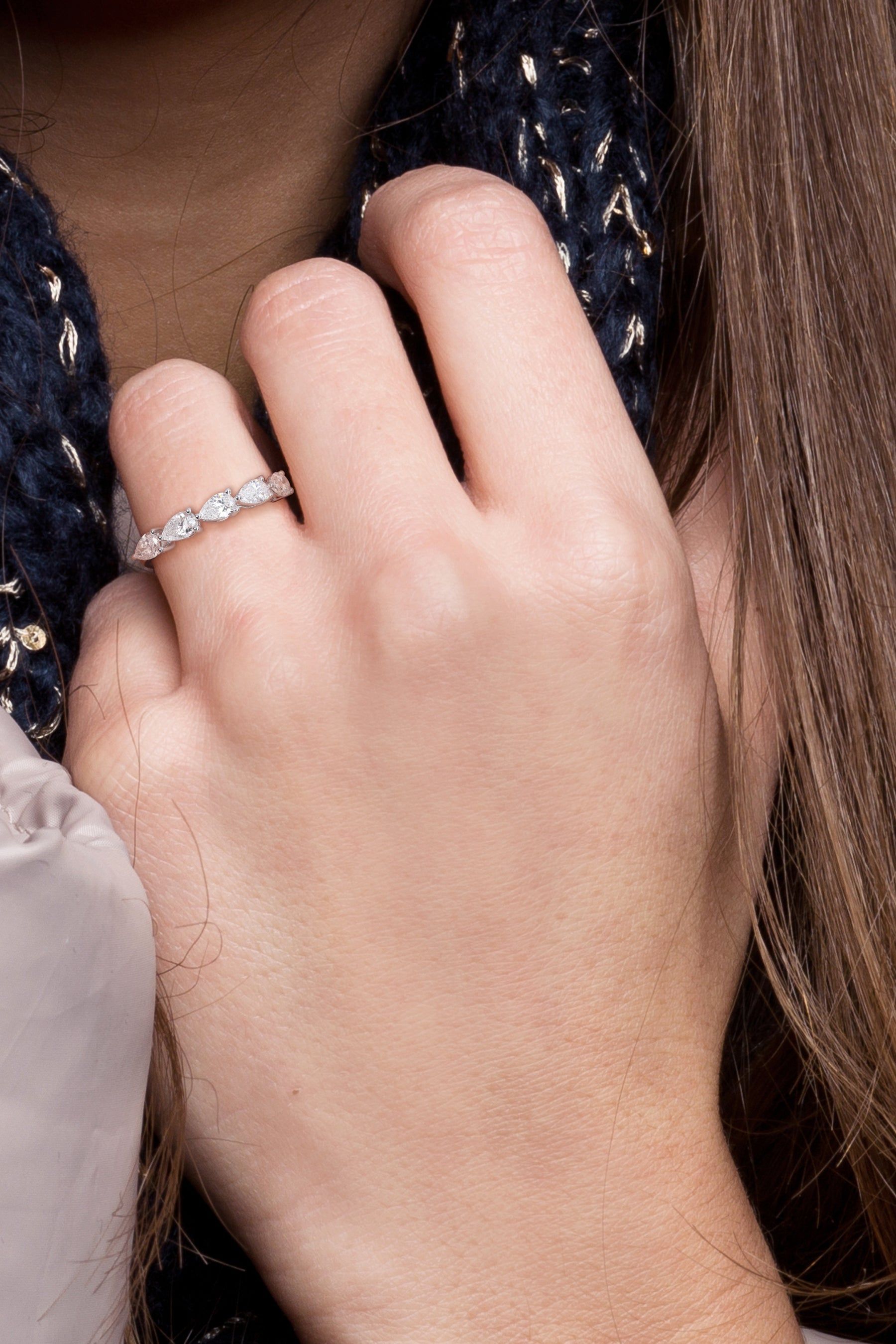 Diamond Pear Cut Semi-Eternity 14k White Gold Band sold by Lord & Taylor product image thumbnail 4