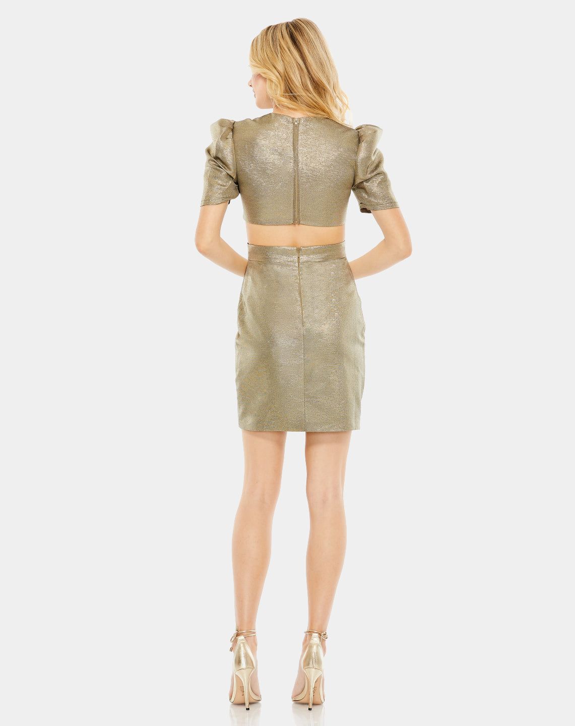 Metallic Puff Sleeve Cut Out Mini Dress sold by Lord & Taylor product image thumbnail 4