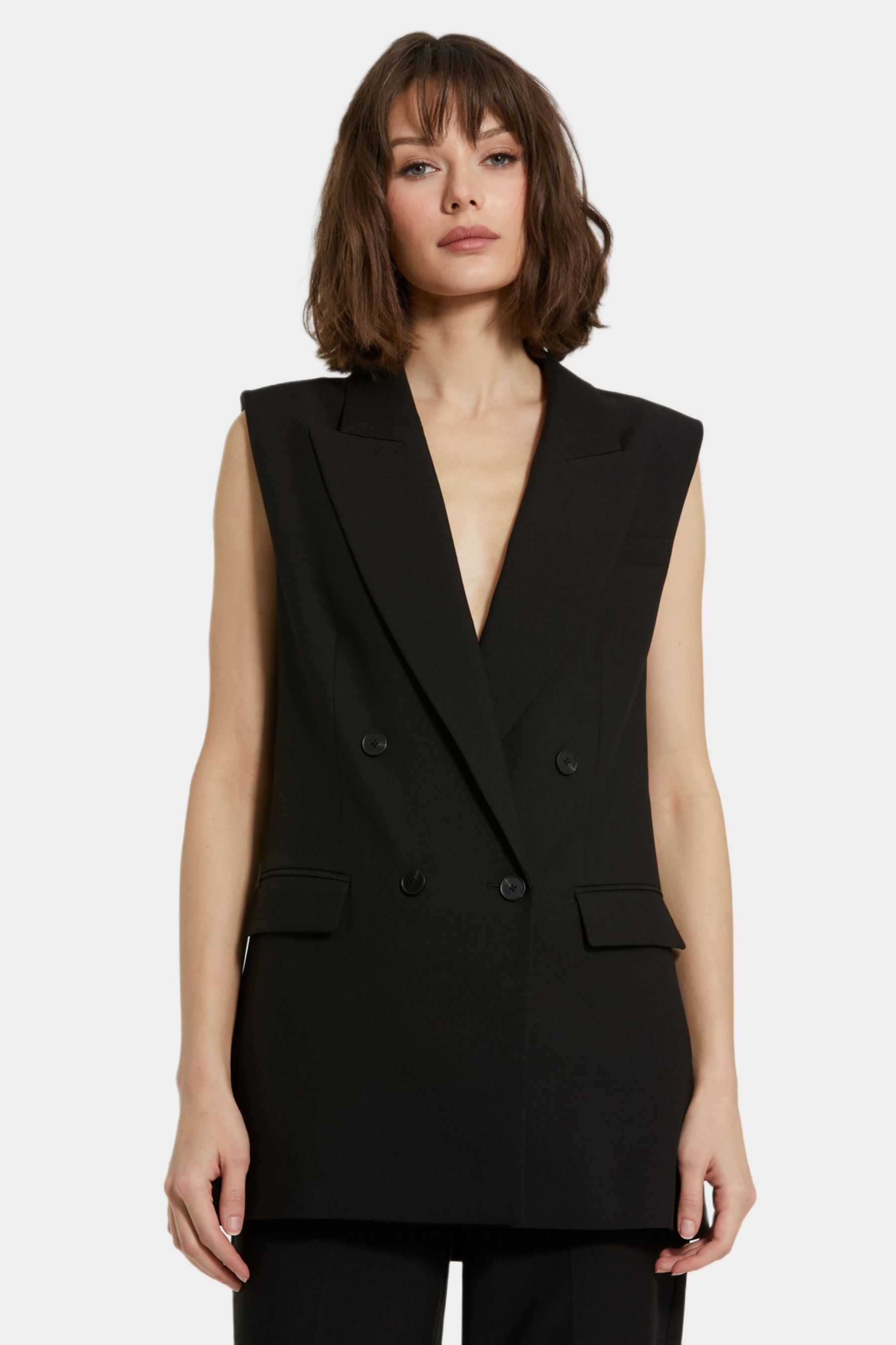 Tailored Crepe Sleeveless Blazer Vest sold by Lord & Taylor product image thumbnail 2