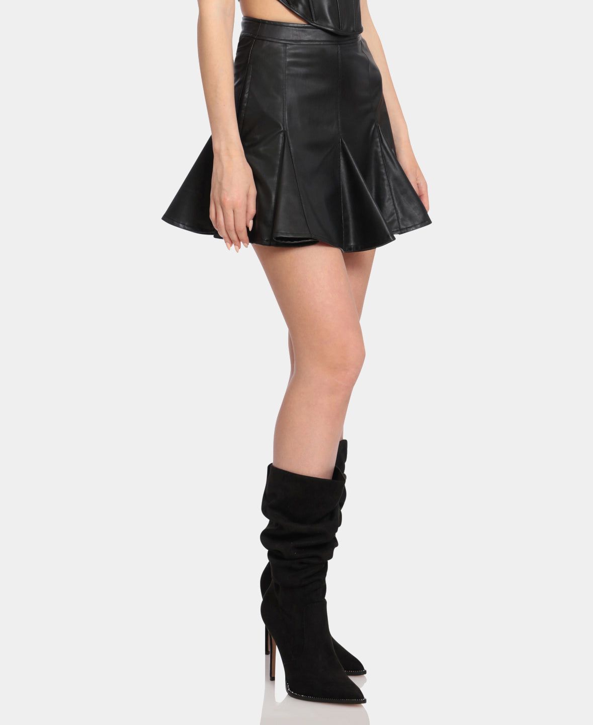 Faux Leather Godet Mini Skirt sold by Lord & Taylor product image thumbnail 2