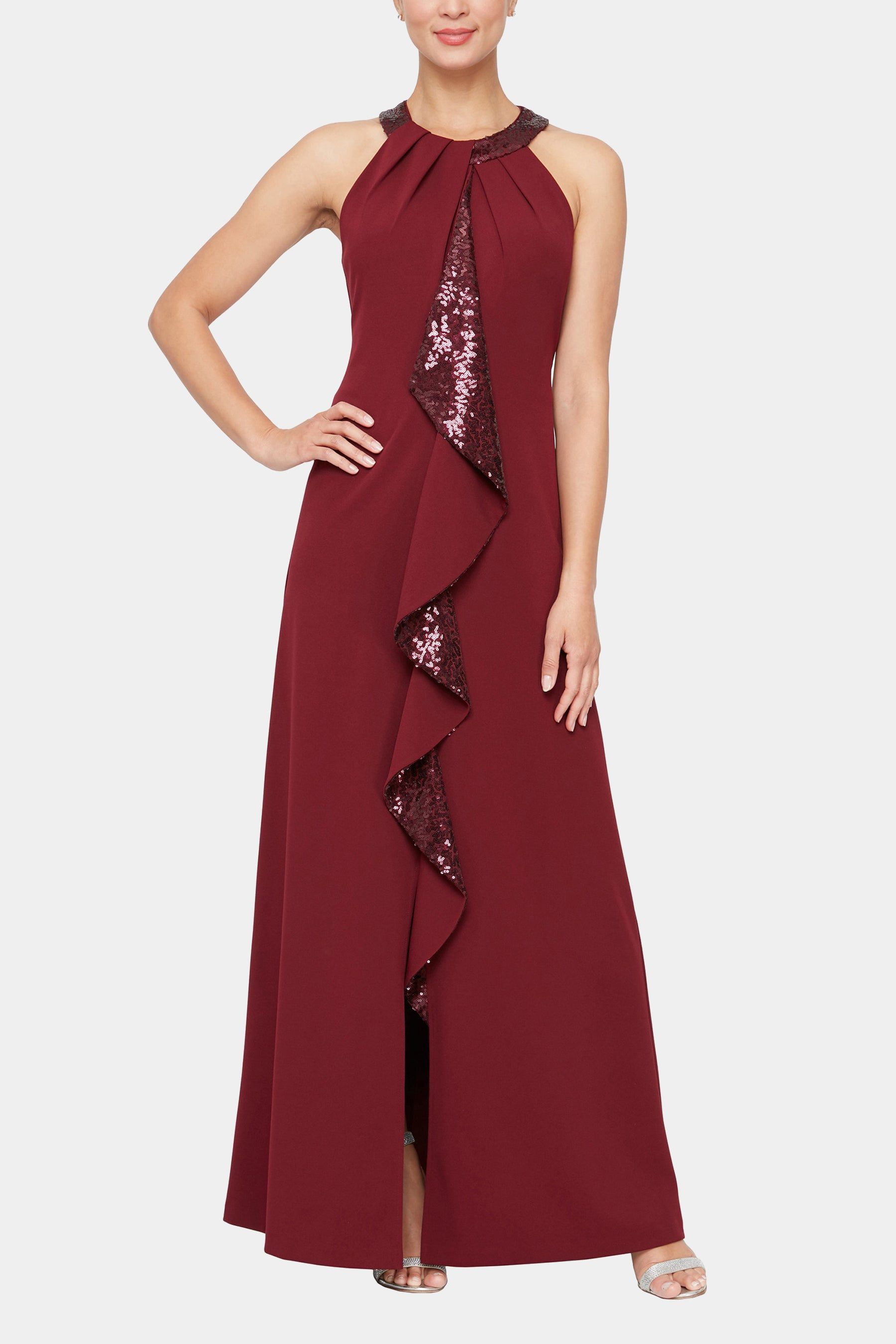 Halter Neckline Dress With Sequin Cascade sold by Lord & Taylor product image thumbnail 3