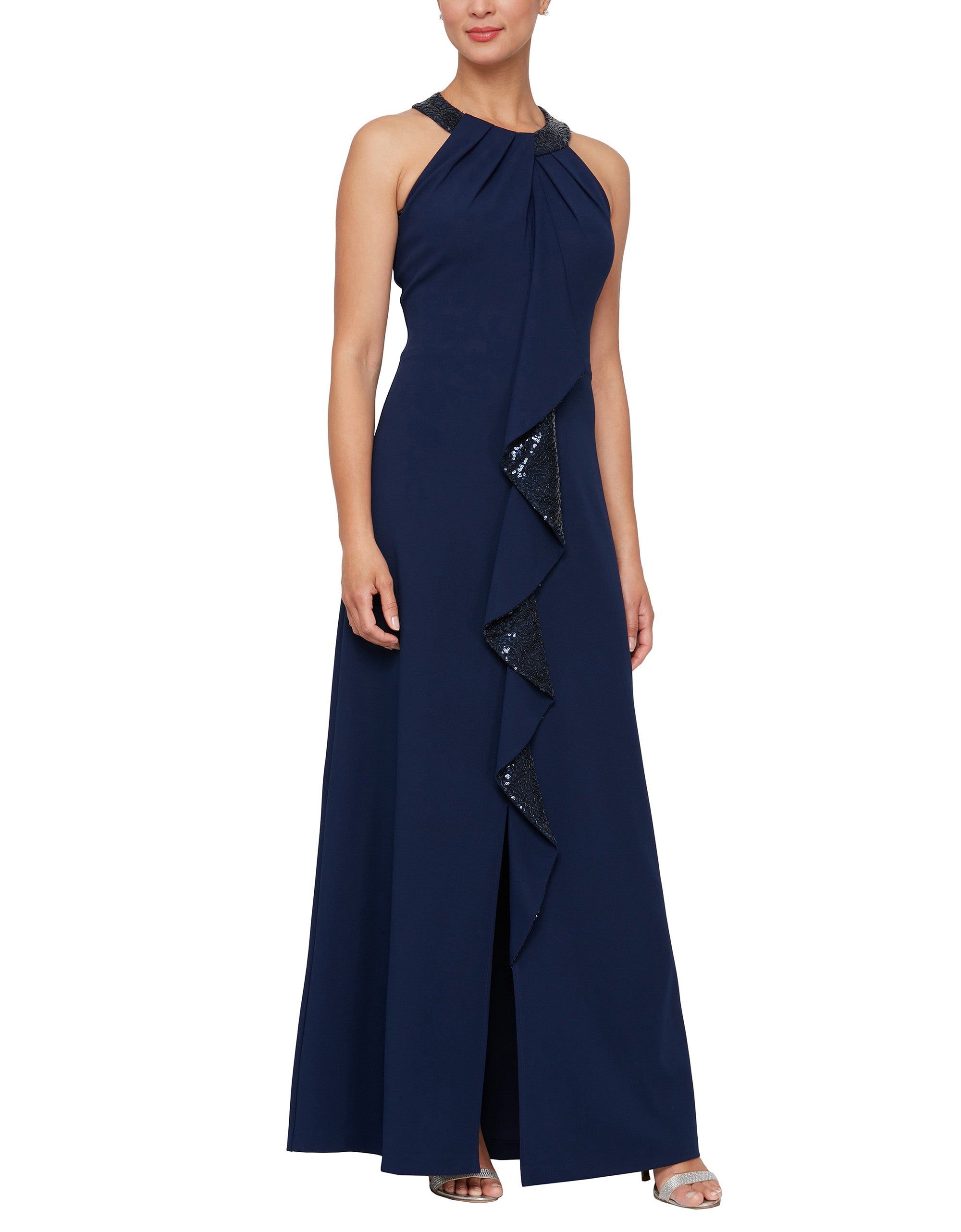 Halter Neckline Dress With Sequin Cascade sold by Lord & Taylor product image thumbnail 8