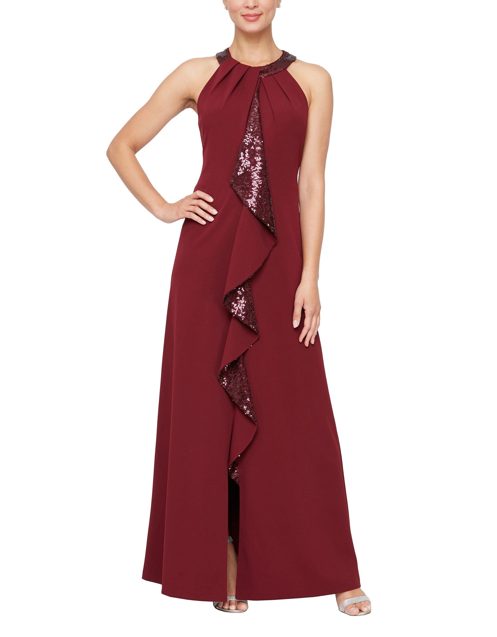 Halter Neckline Dress With Sequin Cascade sold by Lord & Taylor product image thumbnail 7