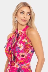 Chiffon Print Flutter Halter Dress sold by Lord & Taylor