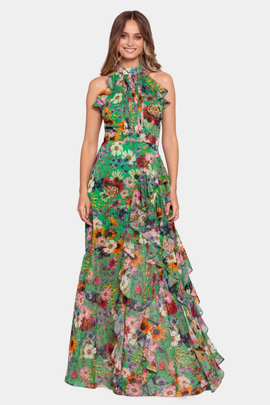 Chiffon Print Flutter Halter Dress made by Betsy & Adam