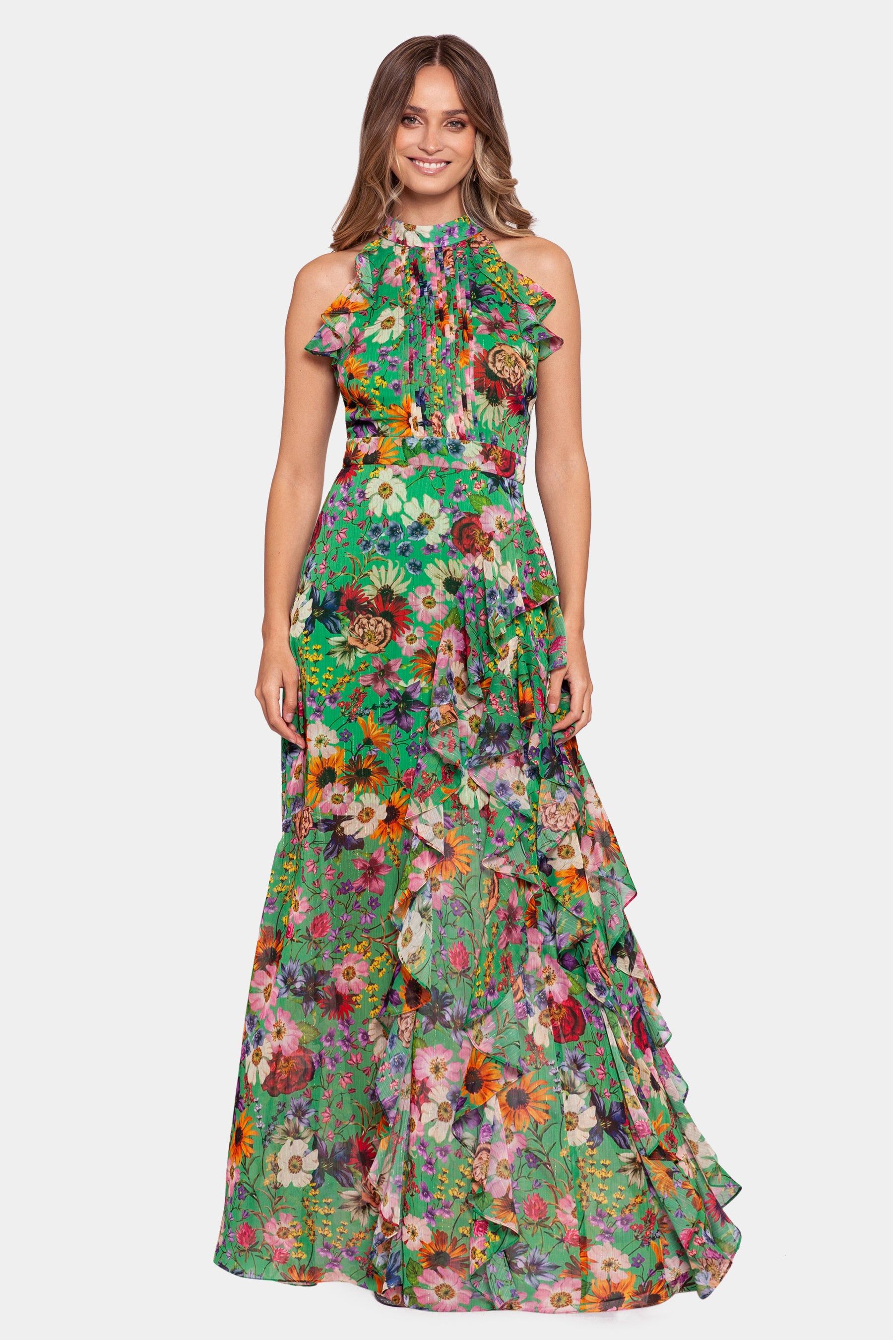 Chiffon Print Flutter Halter Dress sold by Lord & Taylor