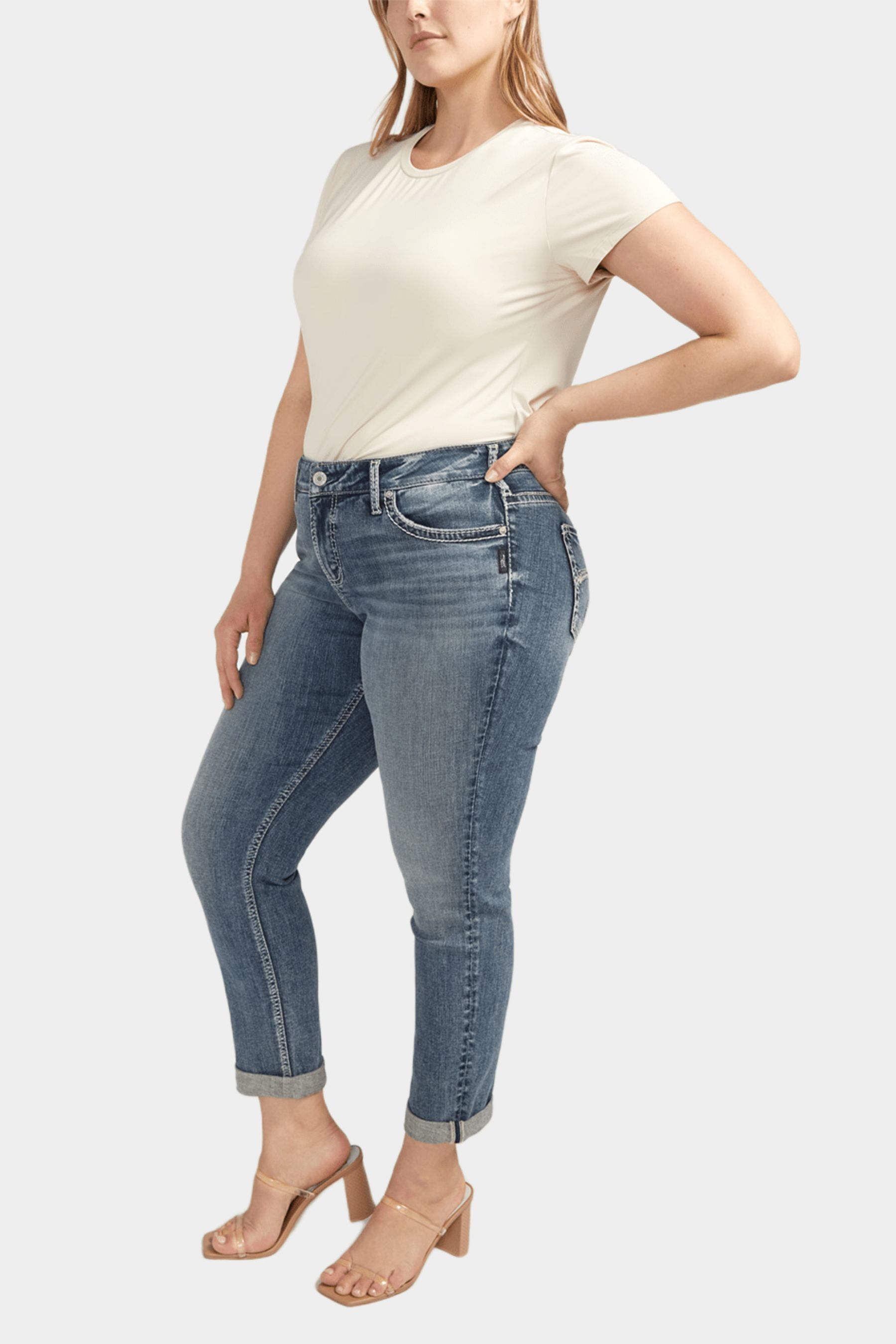 Plus Size Girlfriend Mid Rise Slim Leg Jeans sold by Lord & Taylor product image thumbnail 4